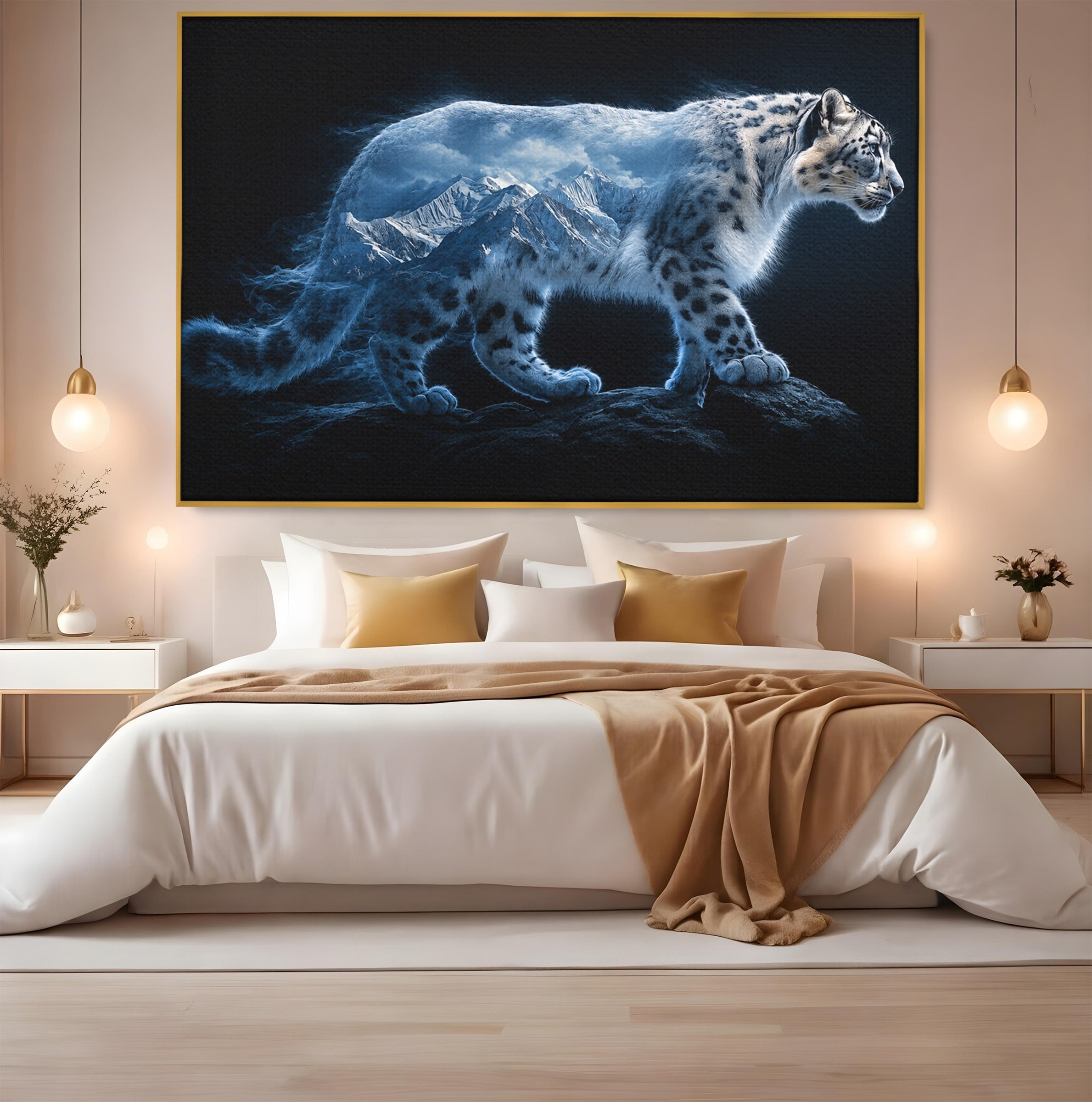 Tablou Canvas Premium LuxCanva® M1649, Pantera Zapezii, Pantera, Munti, Natura, Animale, Dormitor, Culori Vibrante