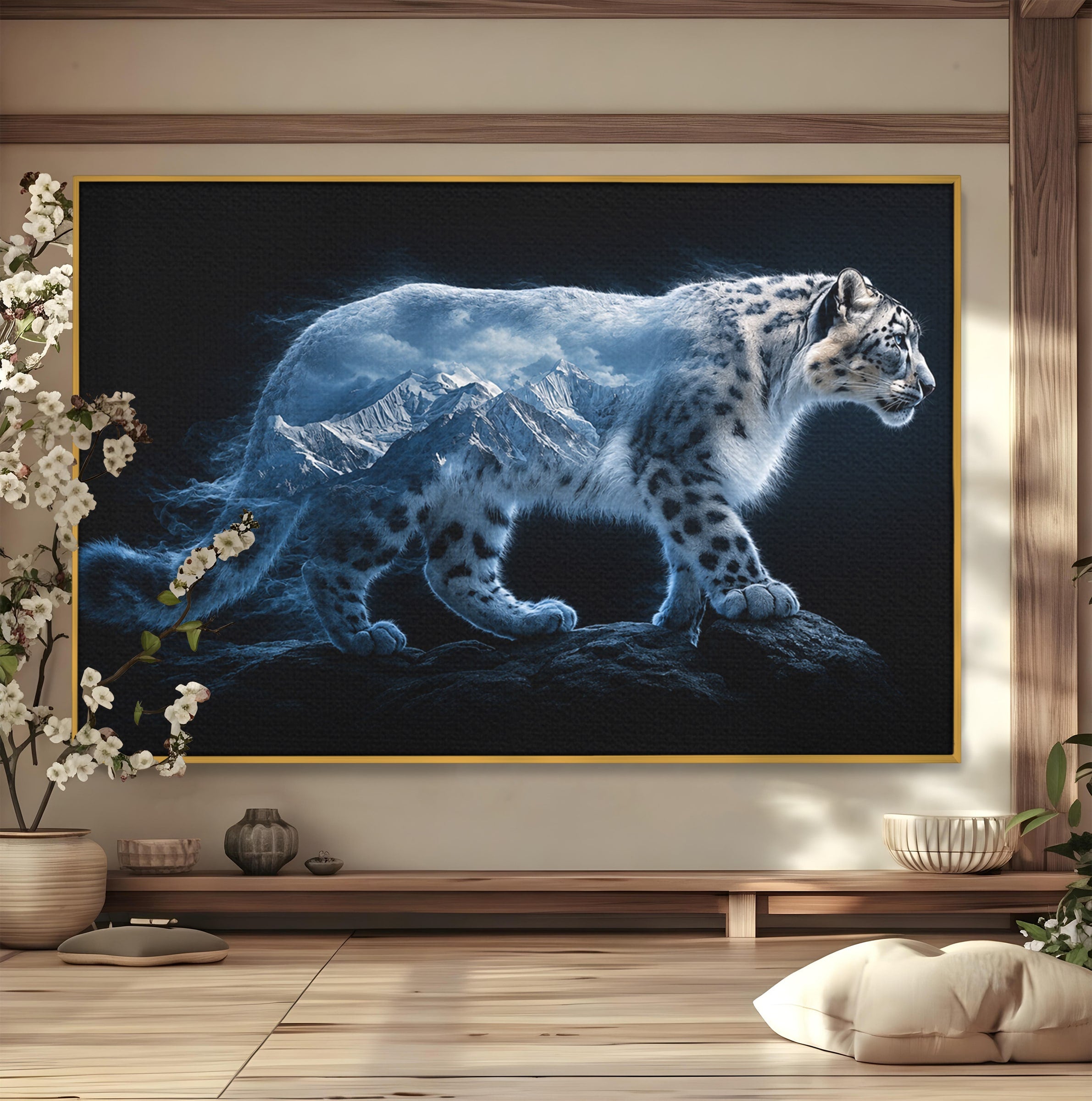 Tablou Canvas Premium LuxCanva® M1649, Pantera Zapezii, Pantera, Munti, Natura, Animale, Dormitor, Culori Vibrante