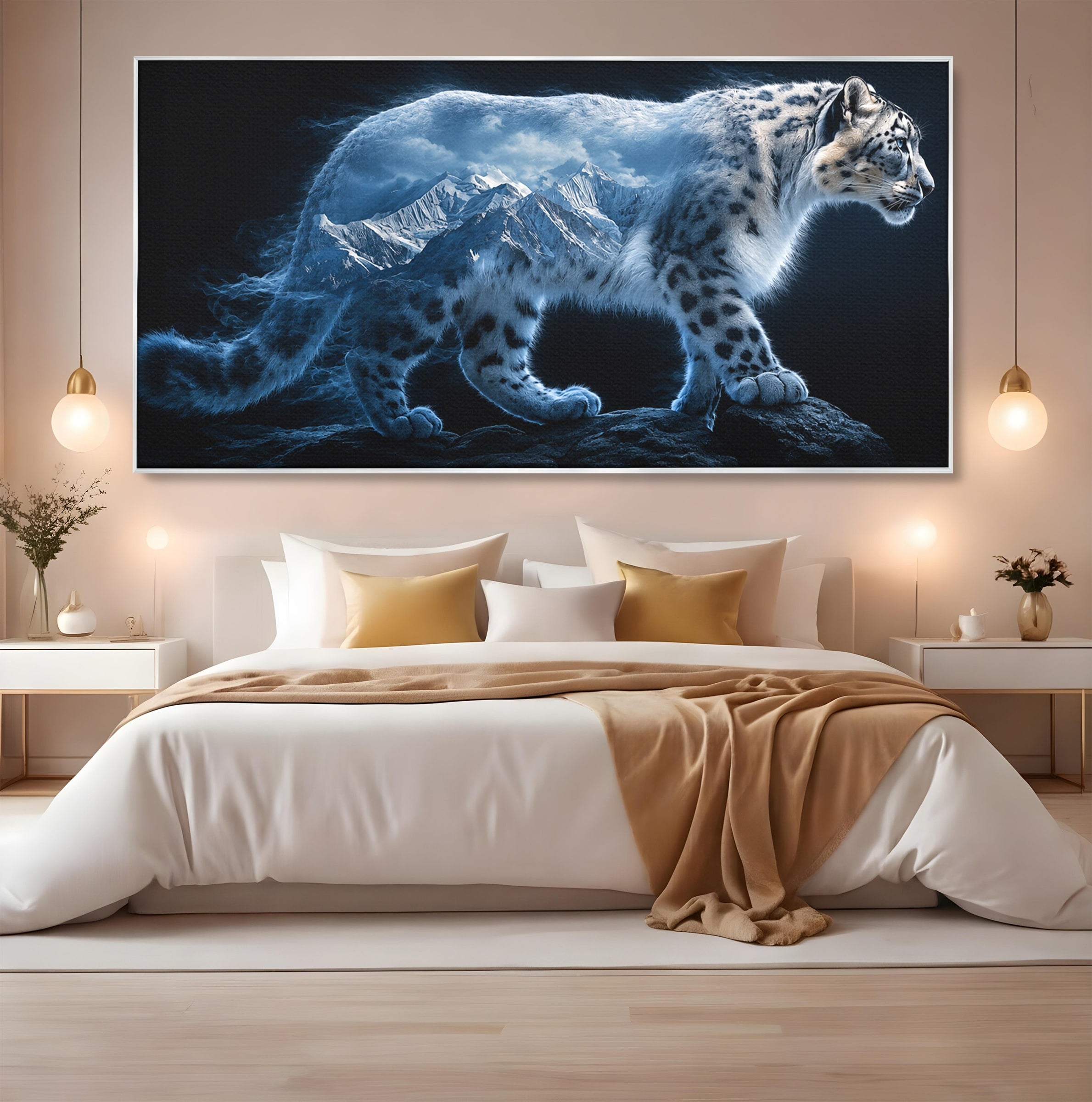Tablou Canvas Premium LuxCanva® M1649, Pantera Zapezii, Pantera, Munti, Natura, Animale, Dormitor, Culori Vibrante