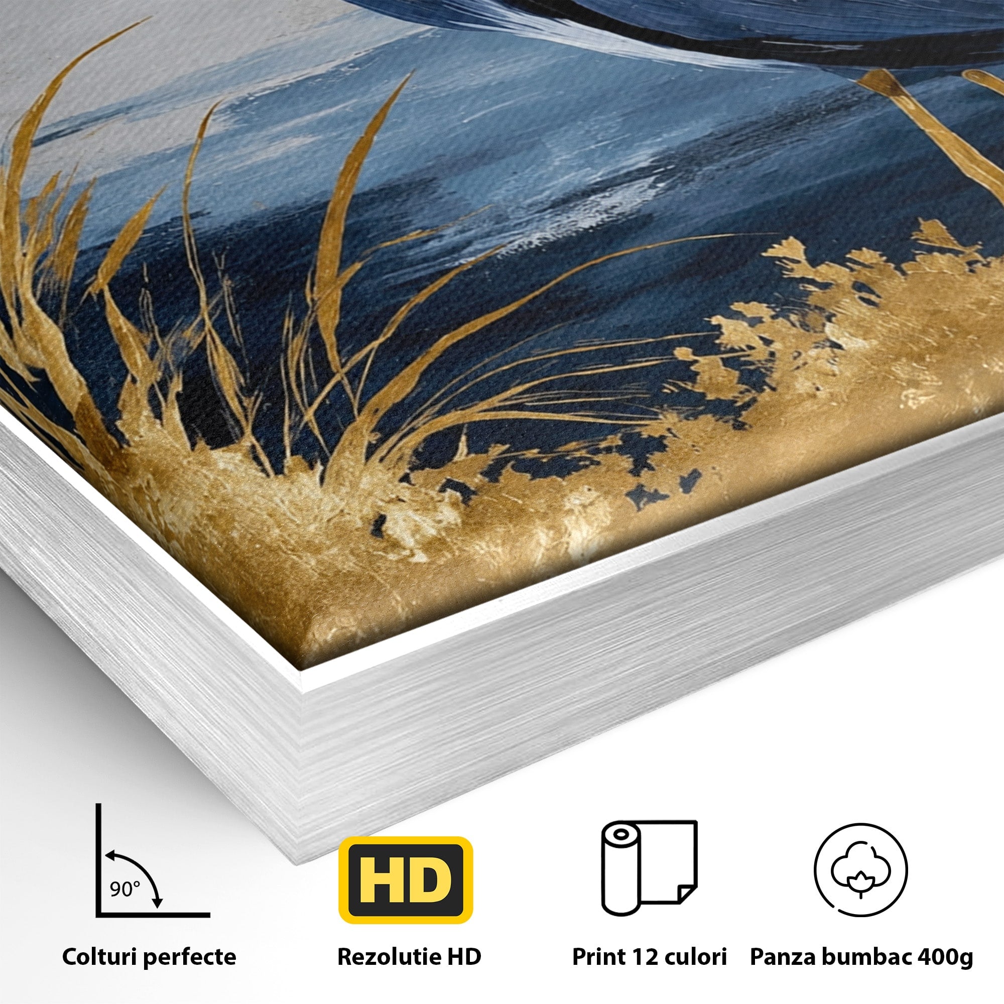 Tablou Canvas Premium LuxCanva® M1651, Egreta Eleganta, Egreta, Natura, Peisaj, Pasare, Living, Culori Vibrante