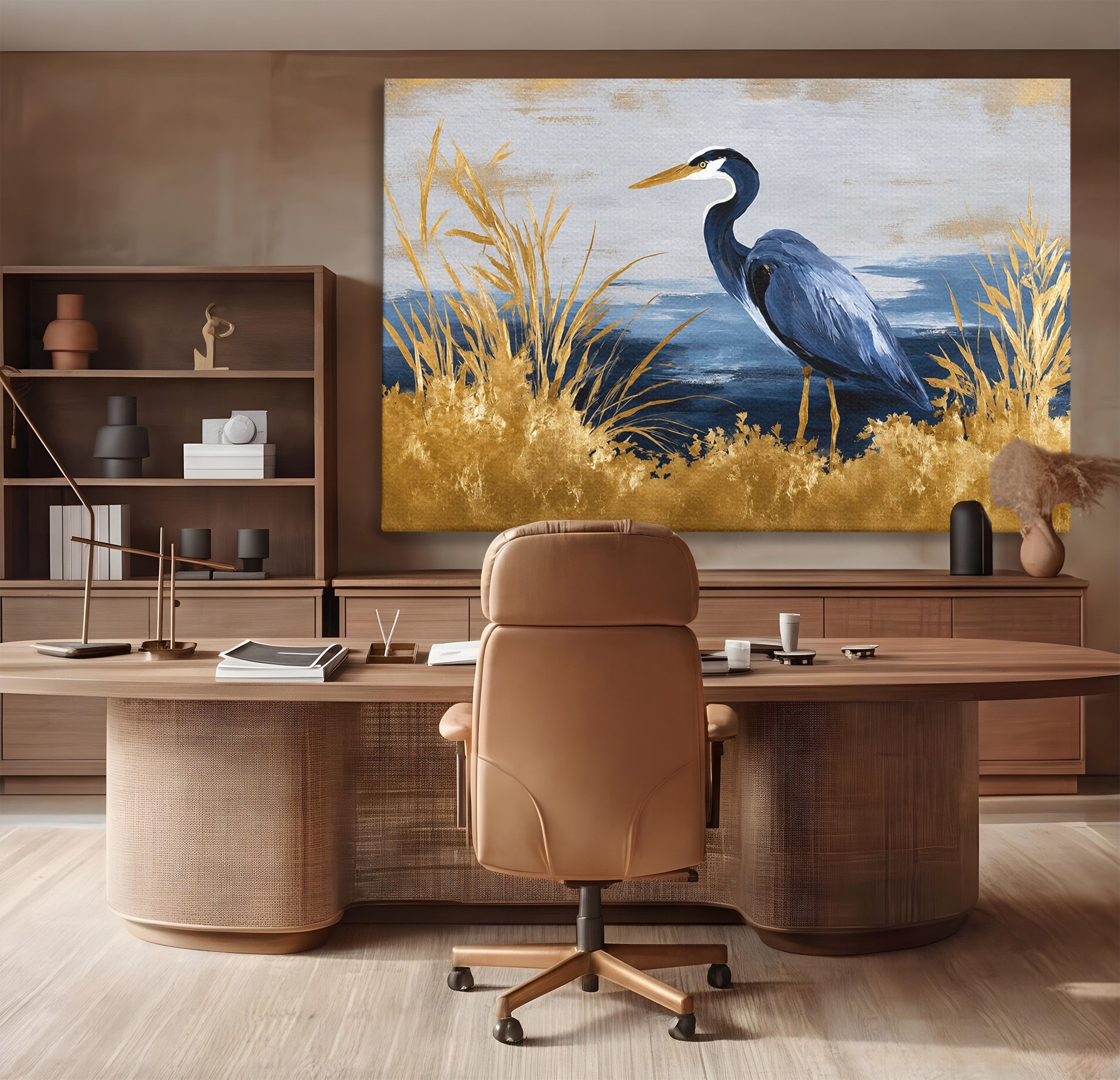 Tablou Canvas Premium LuxCanva® M1651, Egreta Eleganta, Egreta, Natura, Peisaj, Pasare, Living, Culori Vibrante