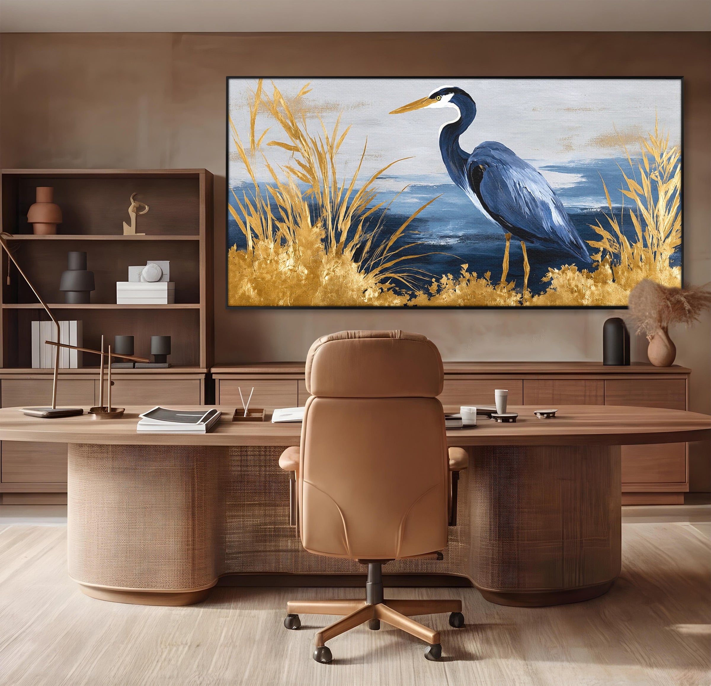 Tablou Canvas Premium LuxCanva® M1651, Egreta Eleganta, Egreta, Natura, Peisaj, Pasare, Living, Culori Vibrante