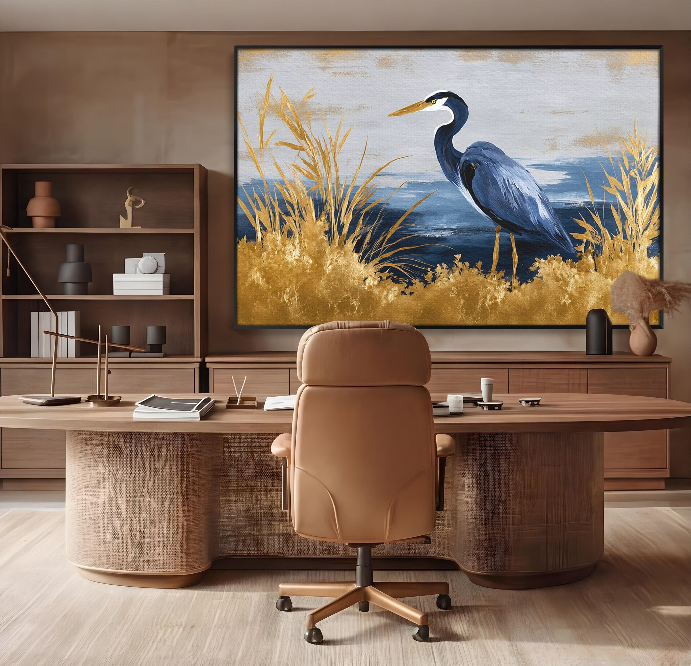 Tablou Canvas Premium LuxCanva® M1651, Egreta Eleganta, Egreta, Natura, Peisaj, Pasare, Living, Culori Vibrante