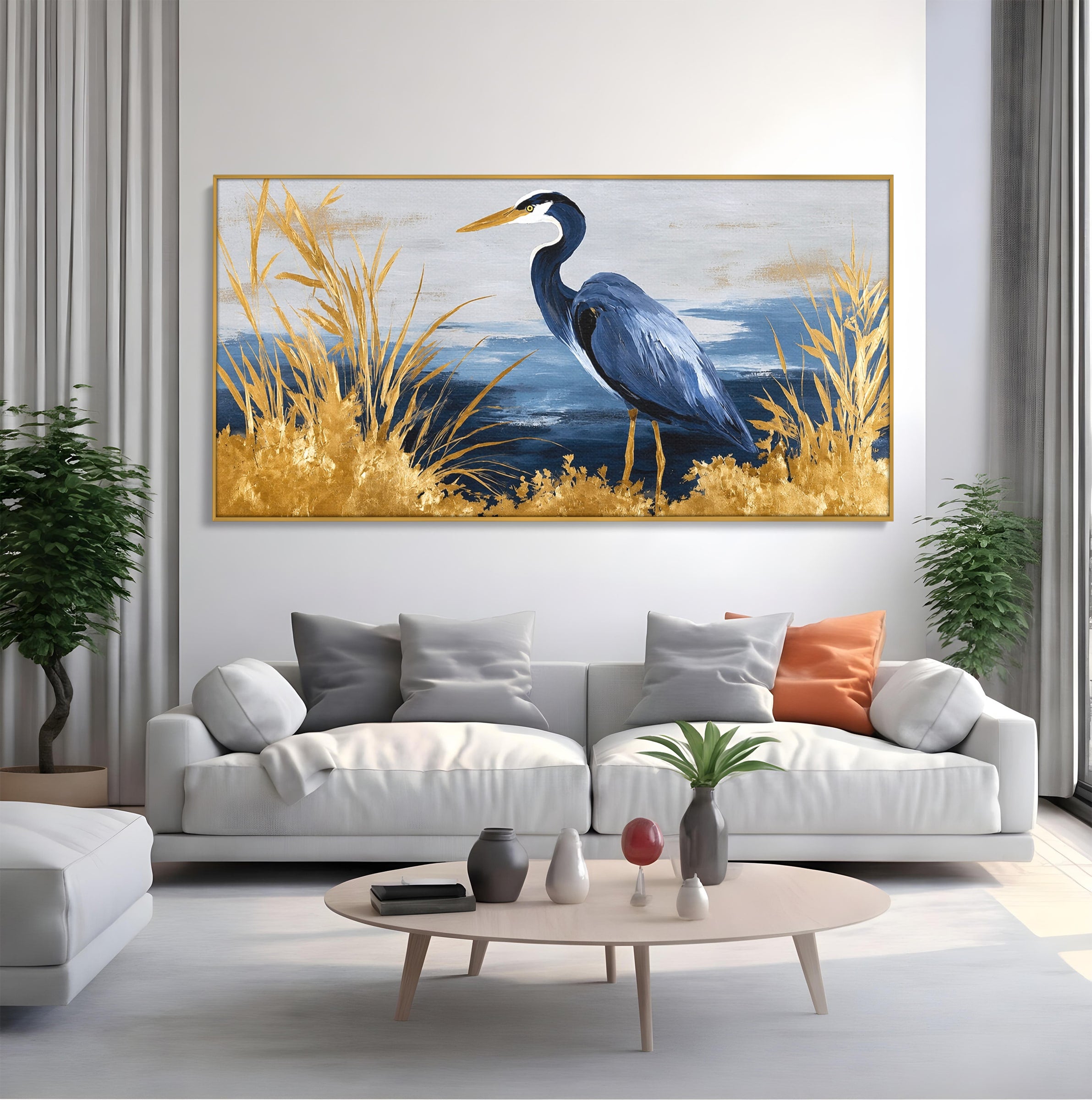 Tablou Canvas Premium LuxCanva® M1651, Egreta Eleganta, Egreta, Natura, Peisaj, Pasare, Living, Culori Vibrante