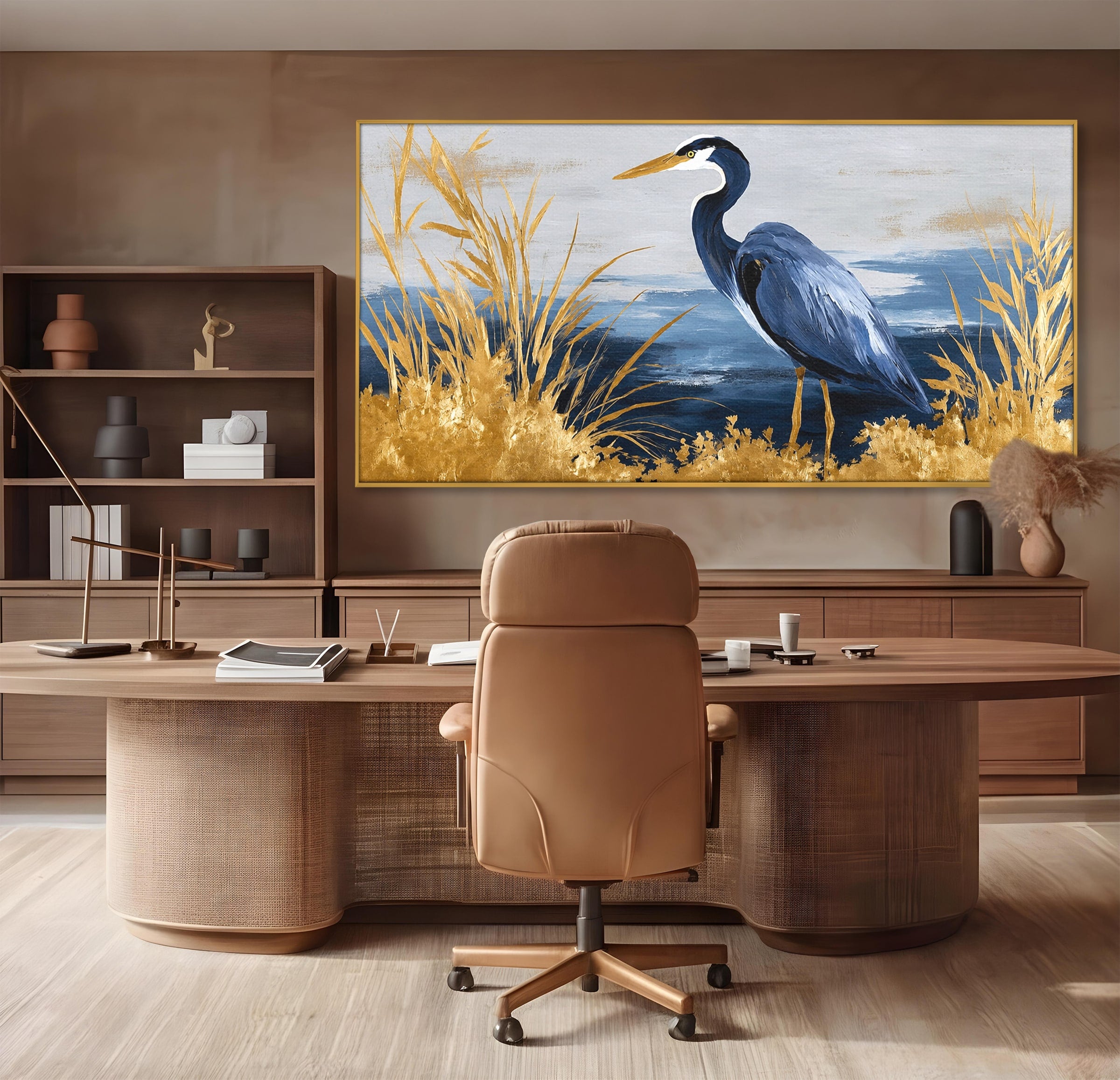 Tablou Canvas Premium LuxCanva® M1651, Egreta Eleganta, Egreta, Natura, Peisaj, Pasare, Living, Culori Vibrante
