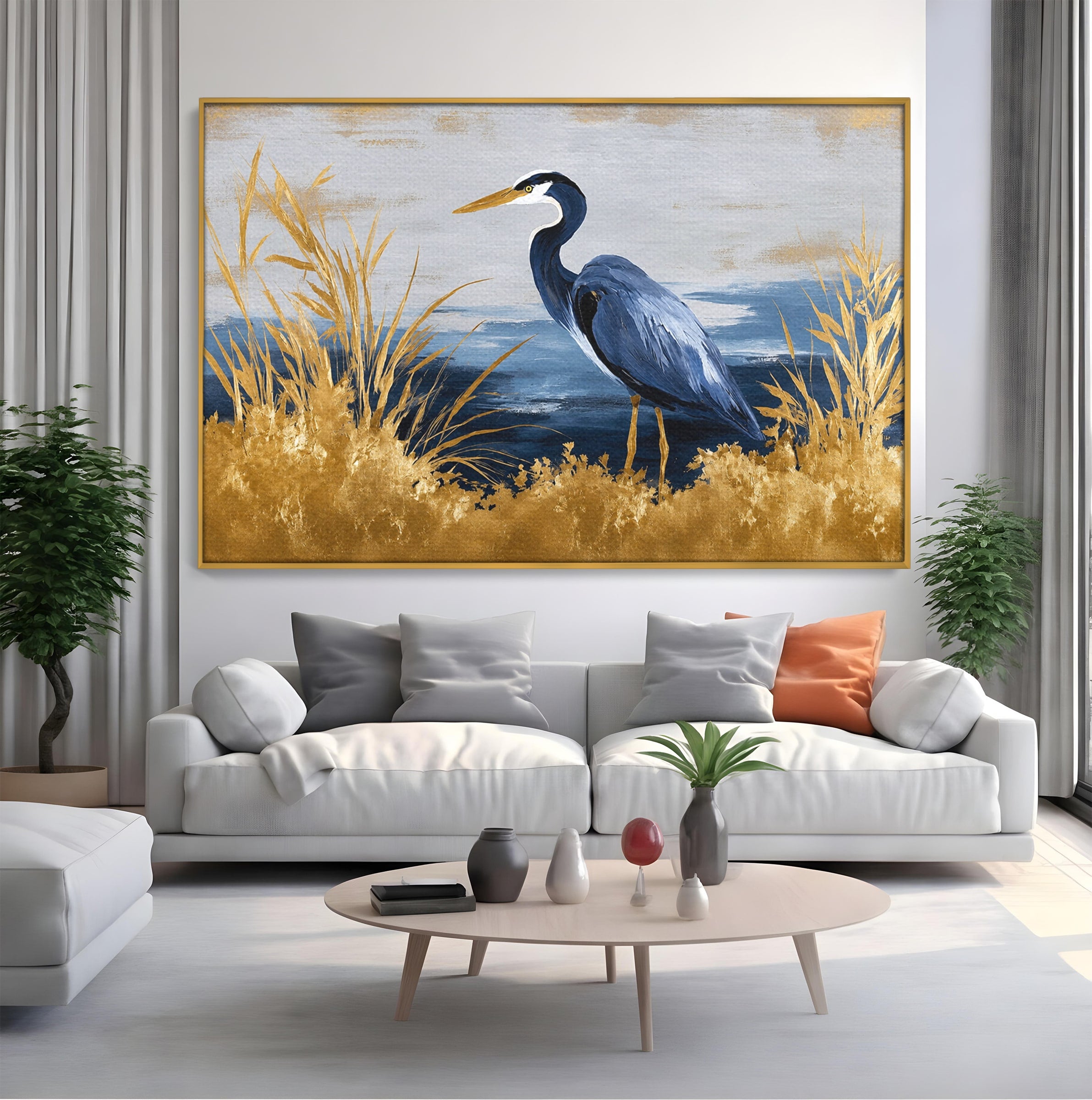 Tablou Canvas Premium LuxCanva® M1651, Egreta Eleganta, Egreta, Natura, Peisaj, Pasare, Living, Culori Vibrante