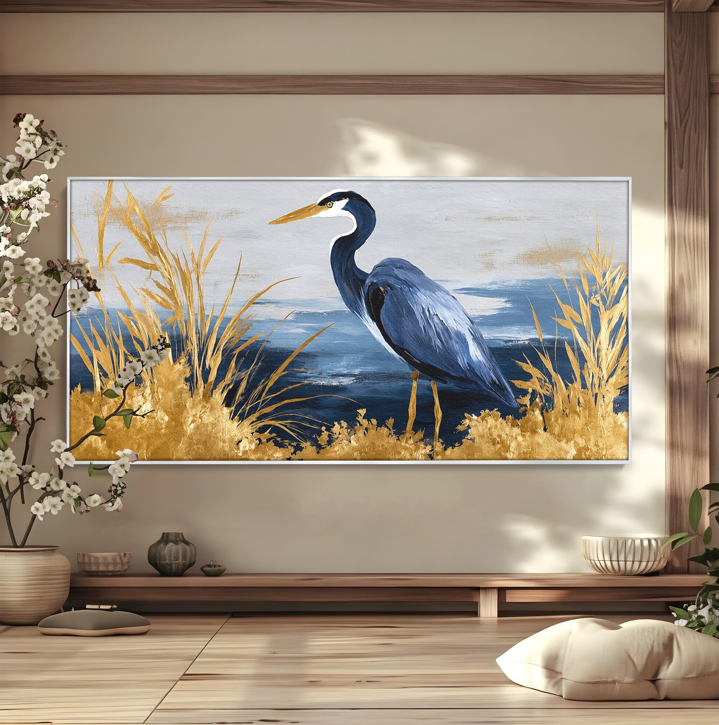 Tablou Canvas Premium LuxCanva® M1651, Egreta Eleganta, Egreta, Natura, Peisaj, Pasare, Living, Culori Vibrante