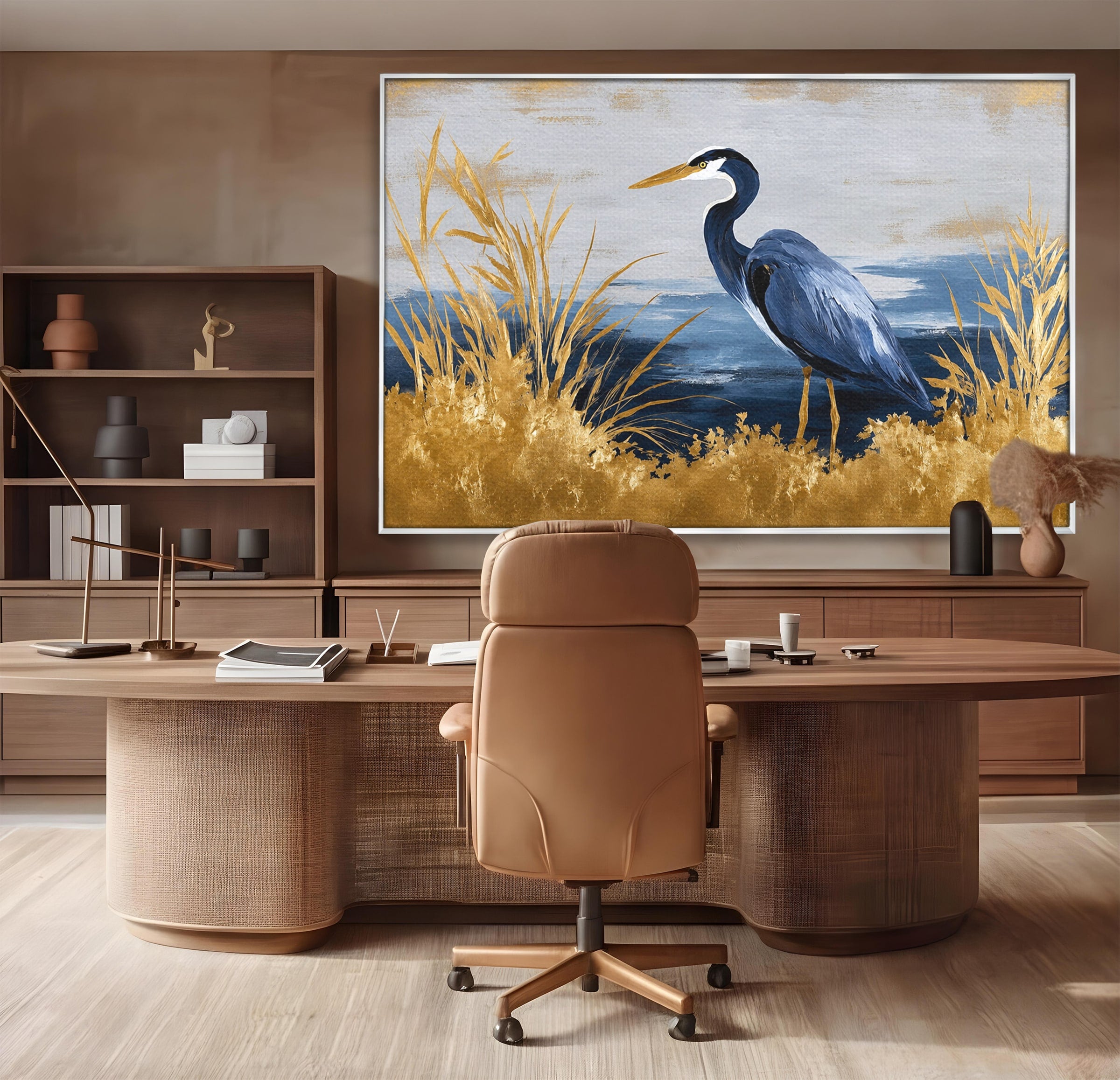 Tablou Canvas Premium LuxCanva® M1651, Egreta Eleganta, Egreta, Natura, Peisaj, Pasare, Living, Culori Vibrante