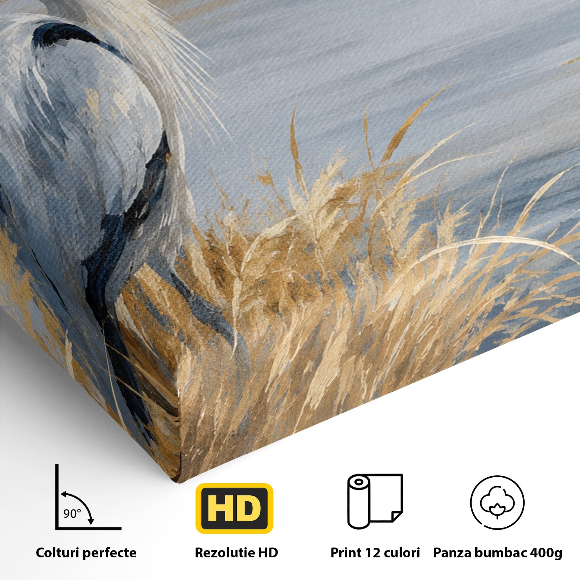 Tablou Canvas Premium LuxCanva® M1652, Paznicul Lacului, Egreta, Peisaj, Natura, Calm, Living, Birou, Culori Vibrante