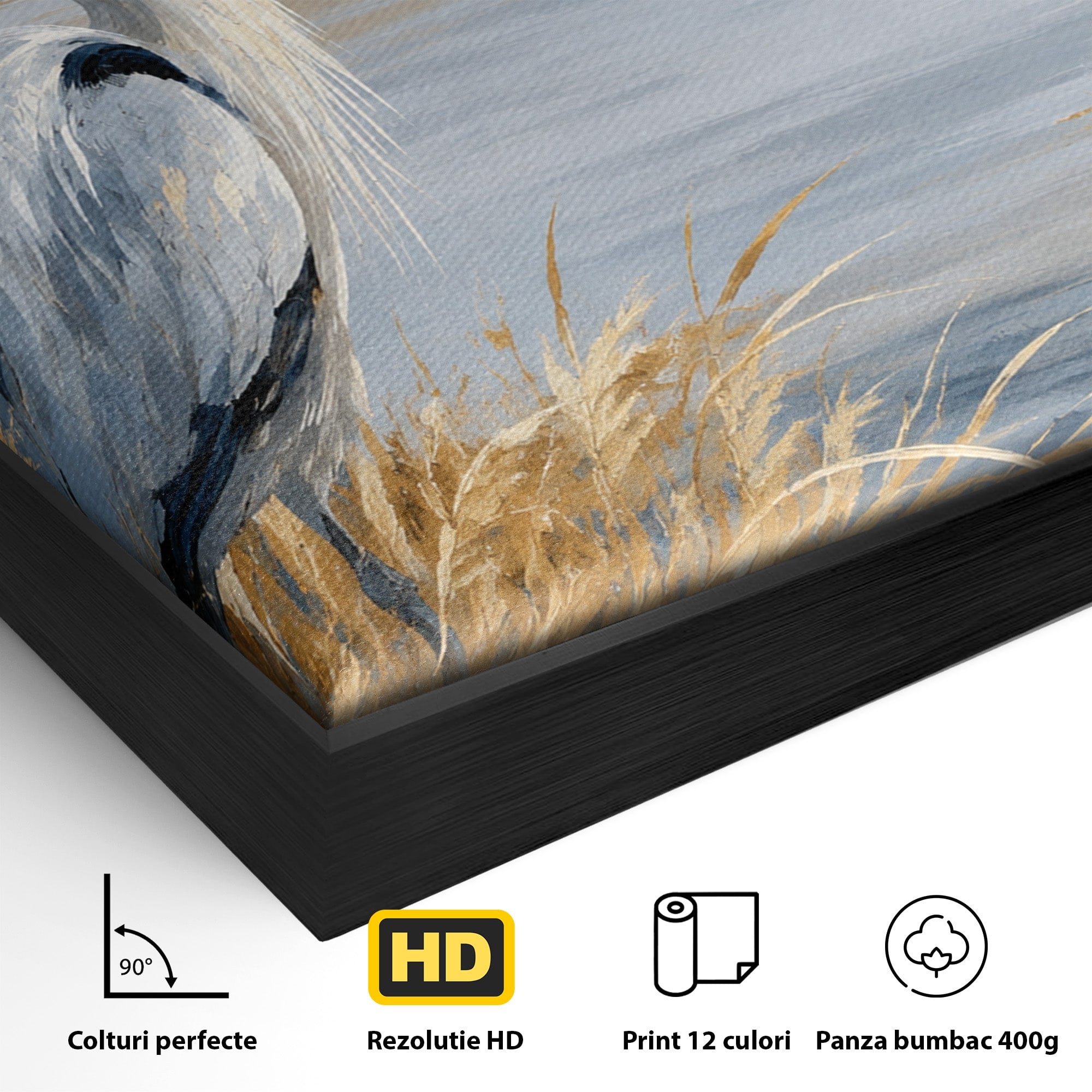 Tablou Canvas Premium LuxCanva® M1652, Paznicul Lacului, Egreta, Peisaj, Natura, Calm, Living, Birou, Culori Vibrante