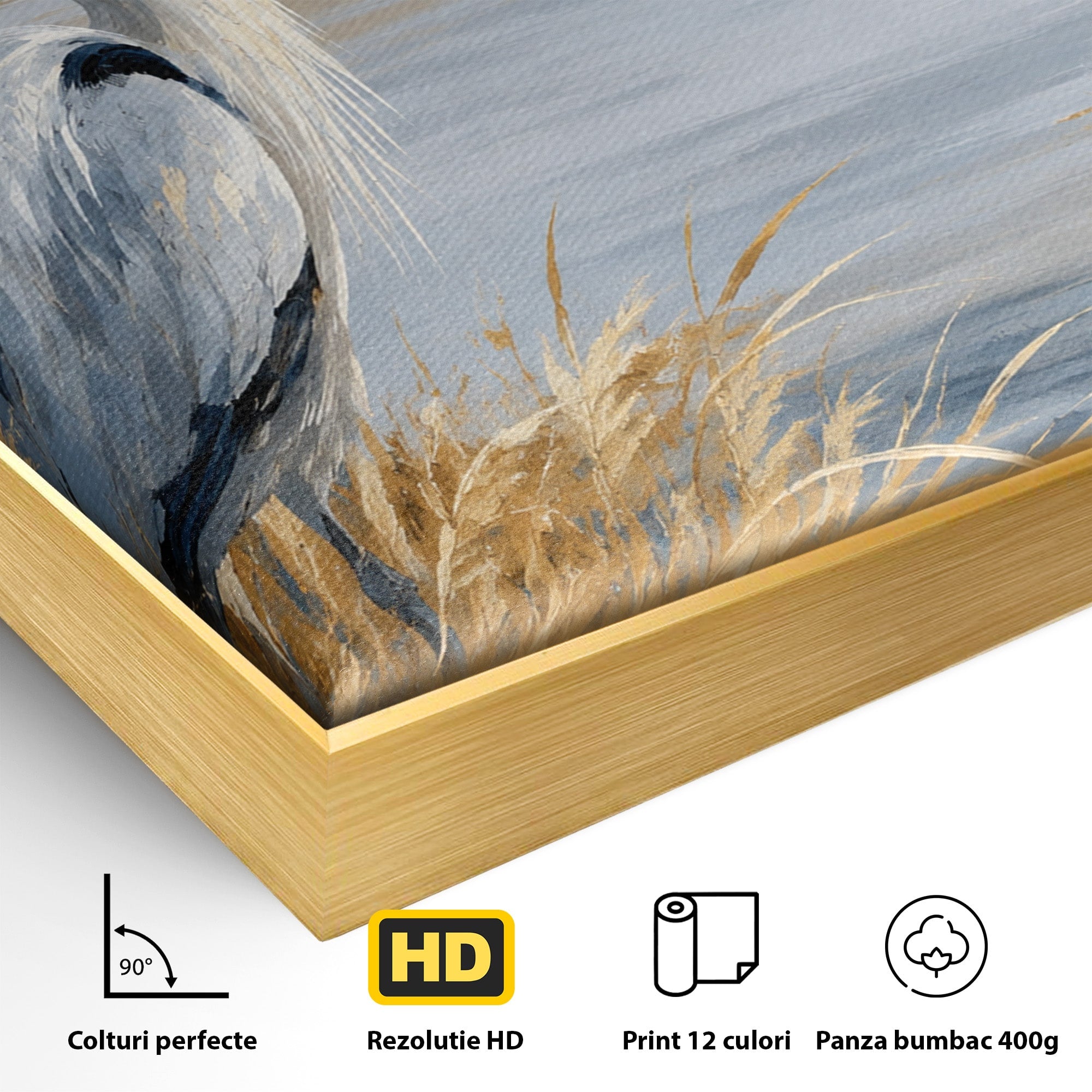Tablou Canvas Premium LuxCanva® M1652, Paznicul Lacului, Egreta, Peisaj, Natura, Calm, Living, Birou, Culori Vibrante