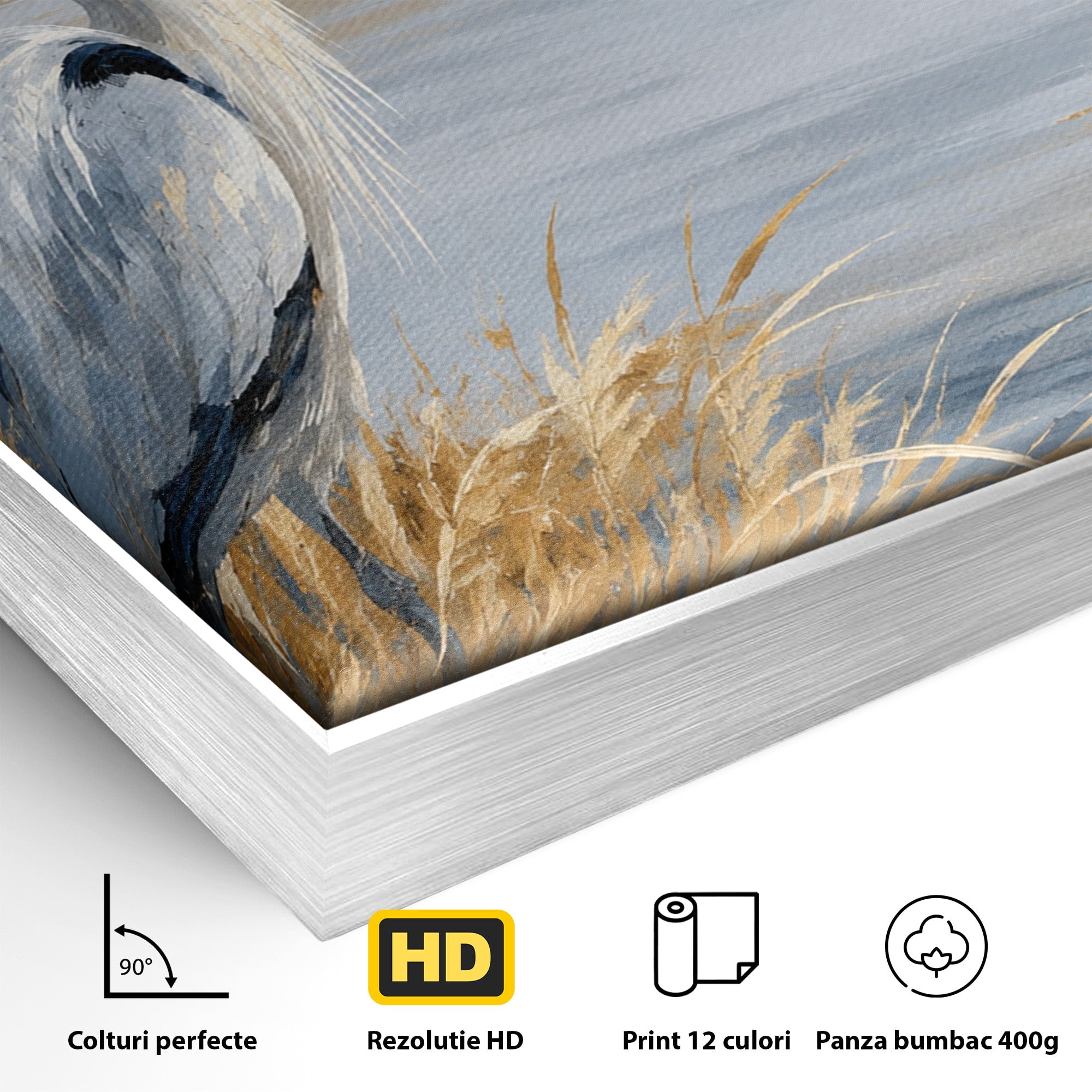 Tablou Canvas Premium LuxCanva® M1652, Paznicul Lacului, Egreta, Peisaj, Natura, Calm, Living, Birou, Culori Vibrante