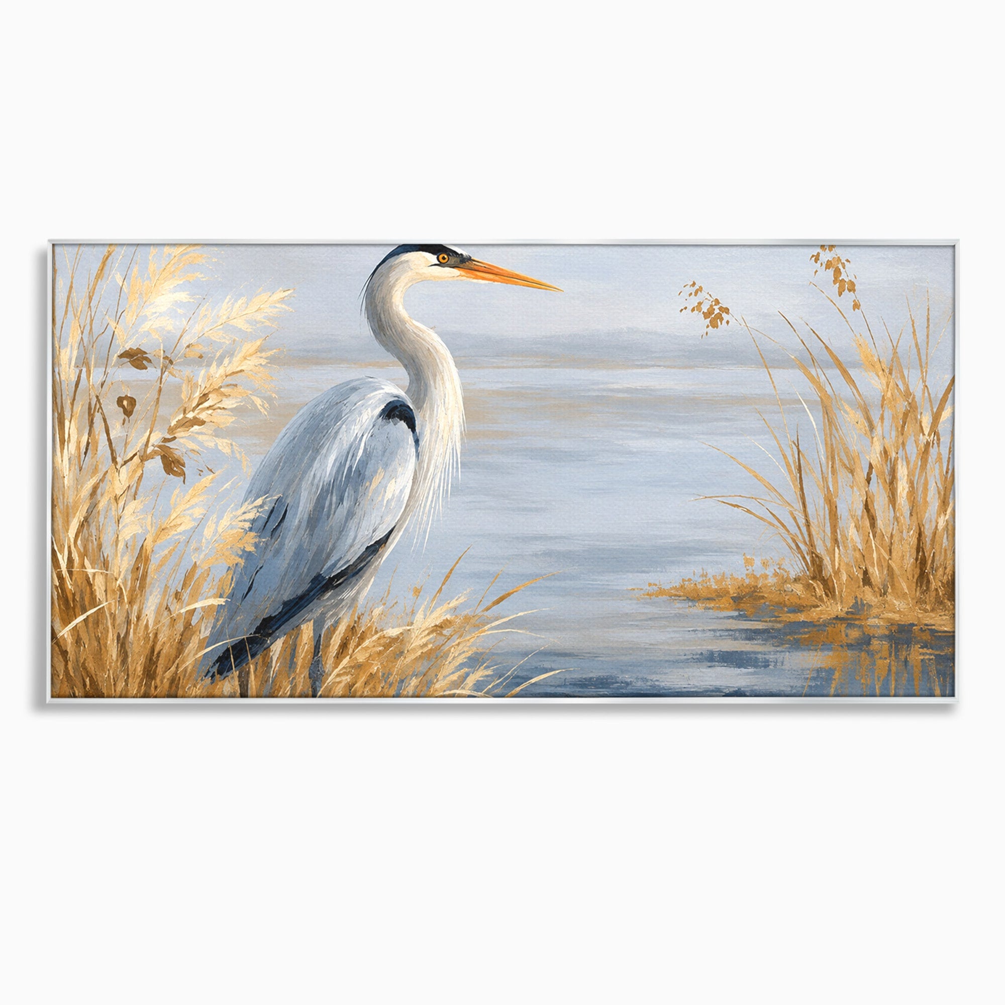 Tablou Canvas Premium LuxCanva® M1652, Paznicul Lacului, Egreta, Peisaj, Natura, Calm, Living, Birou, Culori Vibrante