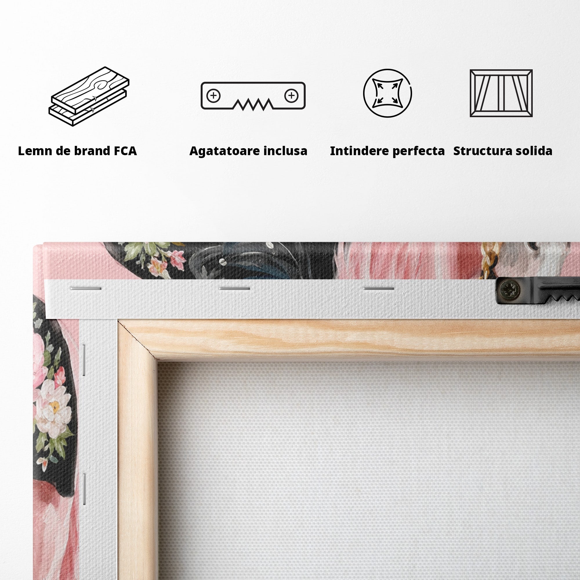 Tablou Canvas Premium LuxCanva® M1654, Cal Roz Elegant, Cal, Eleganta, Floral, Living, Dormitor, Culori Vibrante