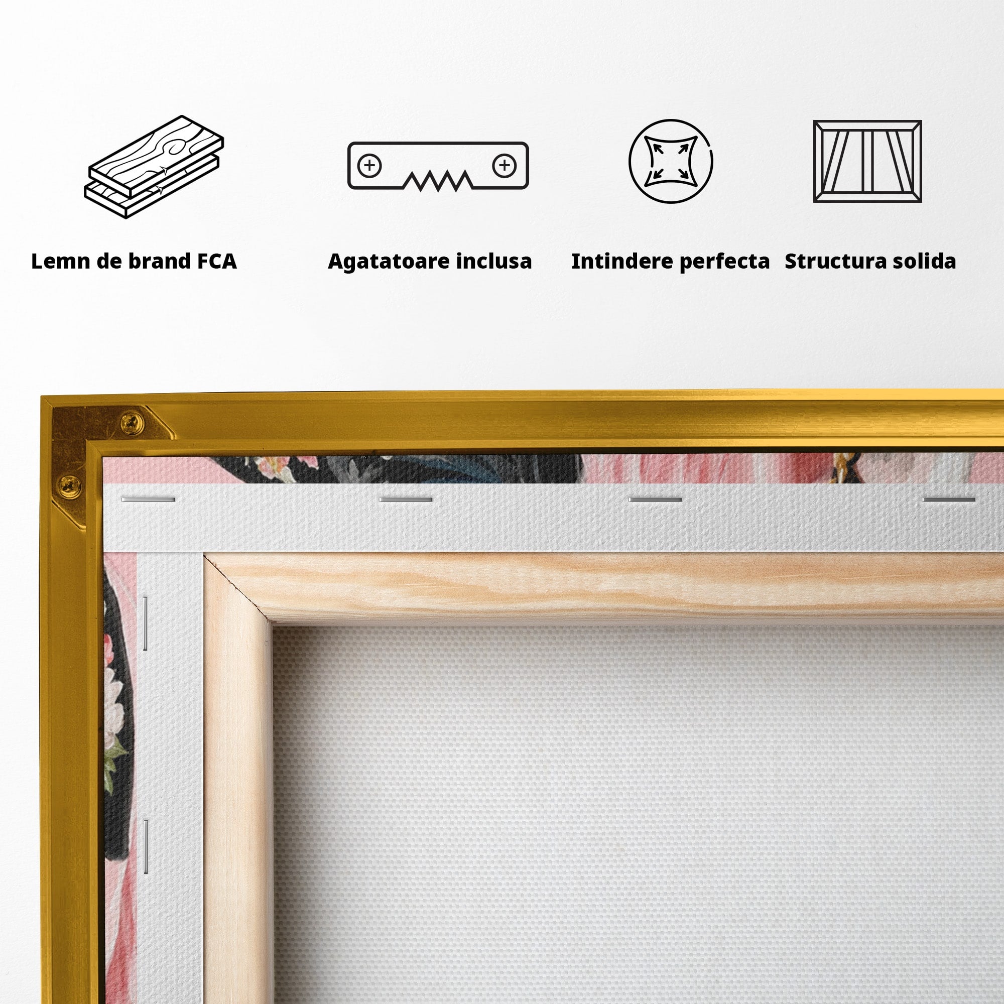 Tablou Canvas Premium LuxCanva® M1654, Cal Roz Elegant, Cal, Eleganta, Floral, Living, Dormitor, Culori Vibrante