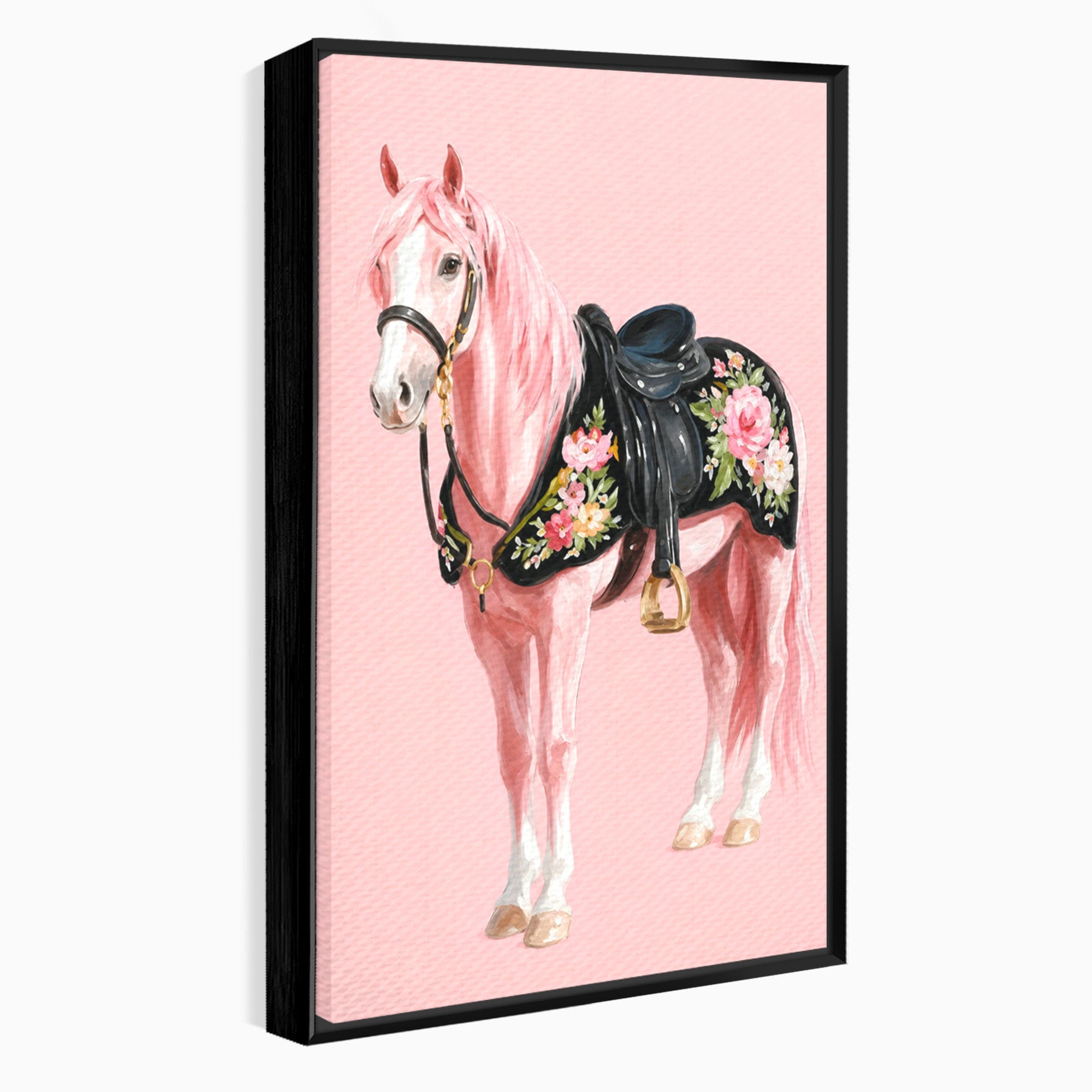 Tablou Canvas Premium LuxCanva® M1654, Cal Roz Elegant, Cal, Eleganta, Floral, Living, Dormitor, Culori Vibrante