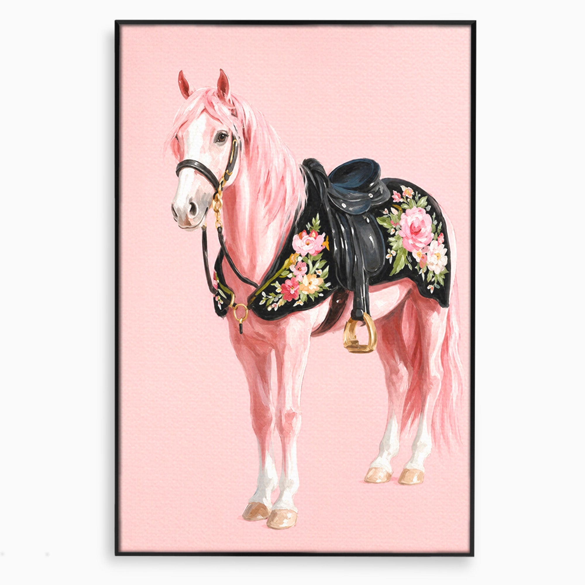 Tablou Canvas Premium LuxCanva® M1654, Cal Roz Elegant, Cal, Eleganta, Floral, Living, Dormitor, Culori Vibrante
