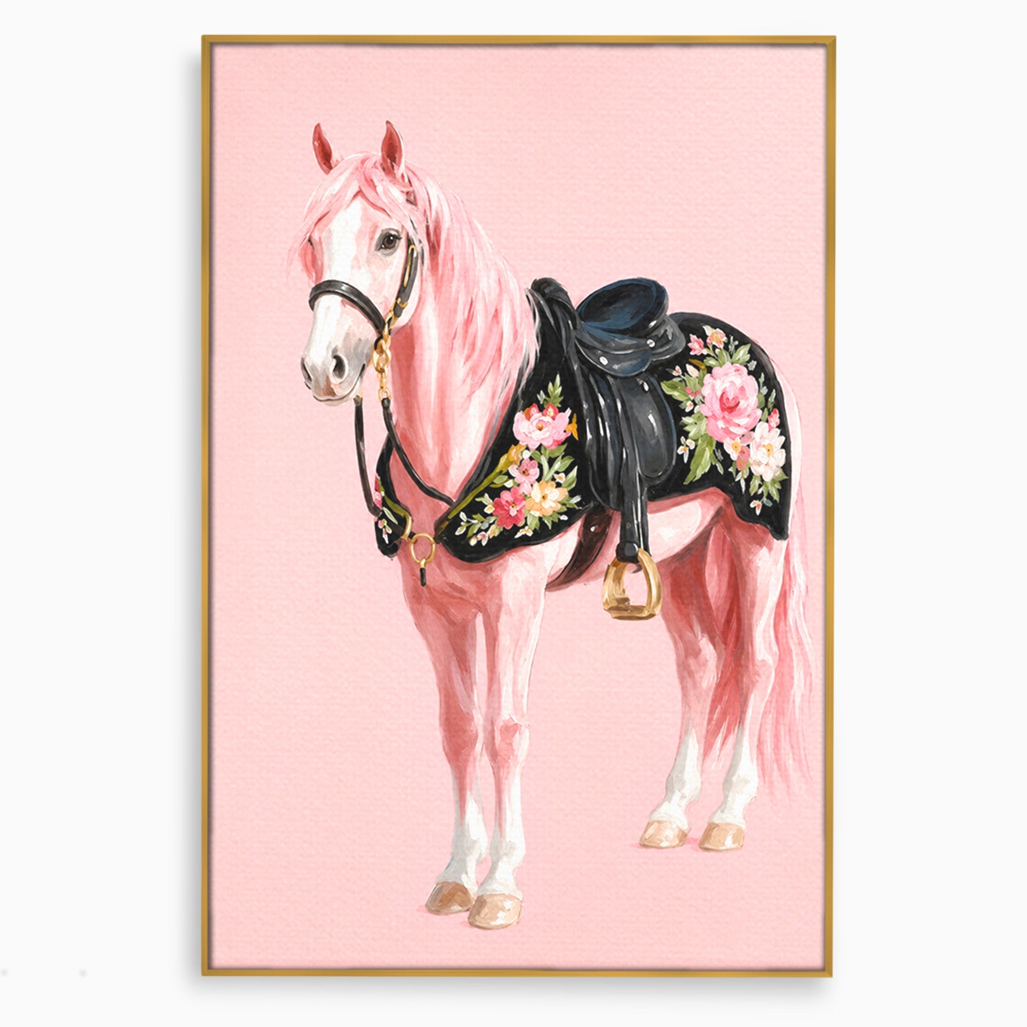 Tablou Canvas Premium LuxCanva® M1654, Cal Roz Elegant, Cal, Eleganta, Floral, Living, Dormitor, Culori Vibrante