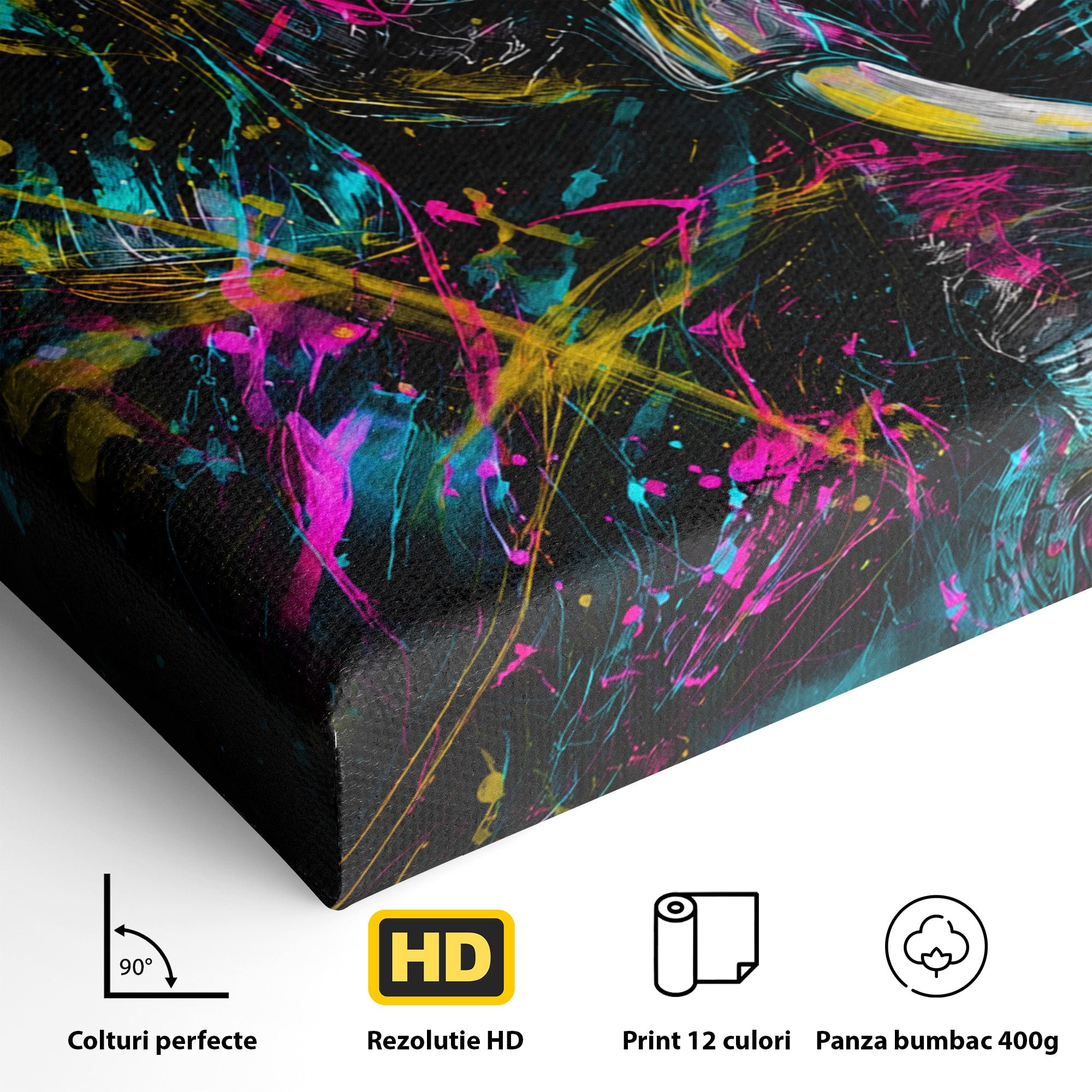 Tablou Canvas Premium LuxCanva® M1655, Elefantul Exploziv, Elefant, Arta Abstracta, Animale, Modern, Living, Culori Vibrante