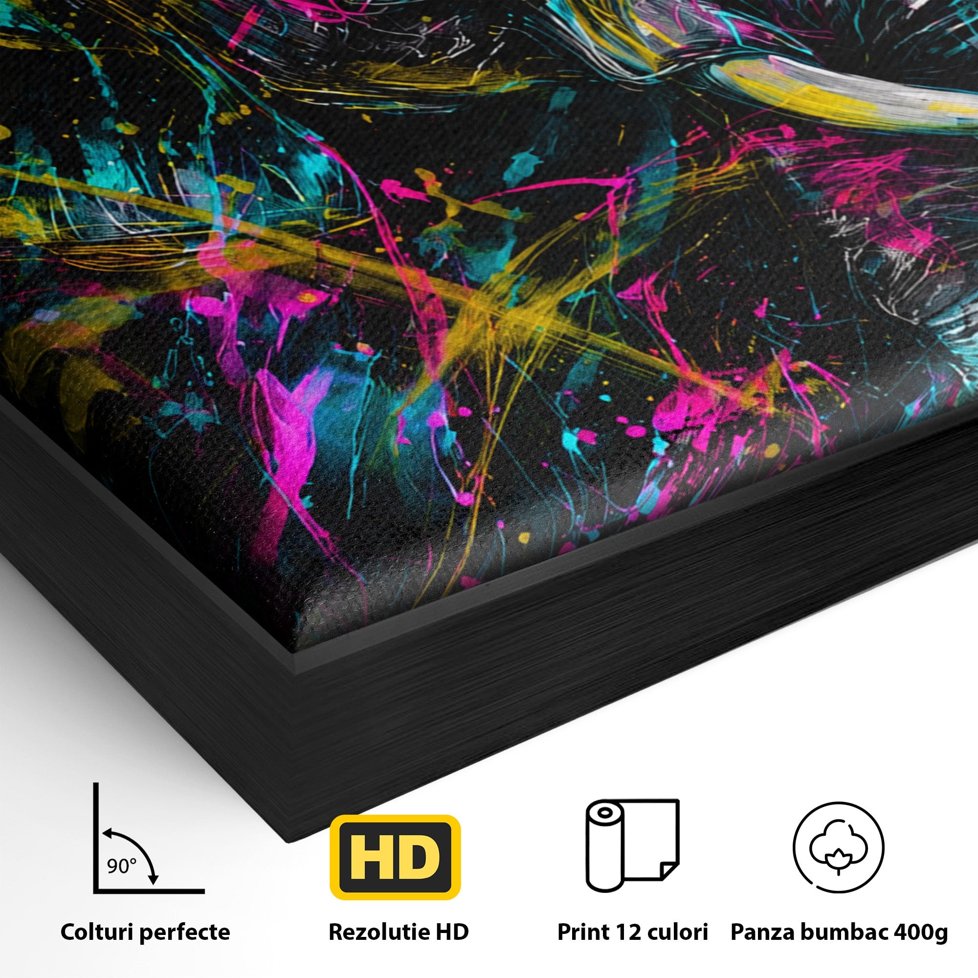 Tablou Canvas Premium LuxCanva® M1655, Elefantul Exploziv, Elefant, Arta Abstracta, Animale, Modern, Living, Culori Vibrante