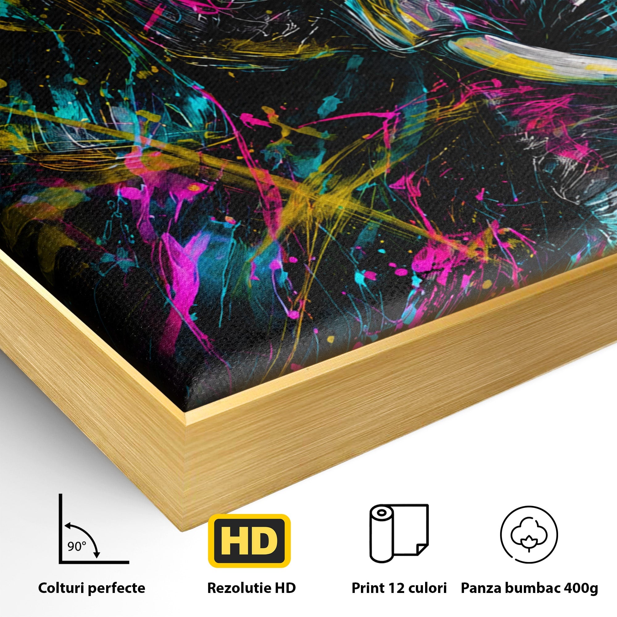 Tablou Canvas Premium LuxCanva® M1655, Elefantul Exploziv, Elefant, Arta Abstracta, Animale, Modern, Living, Culori Vibrante