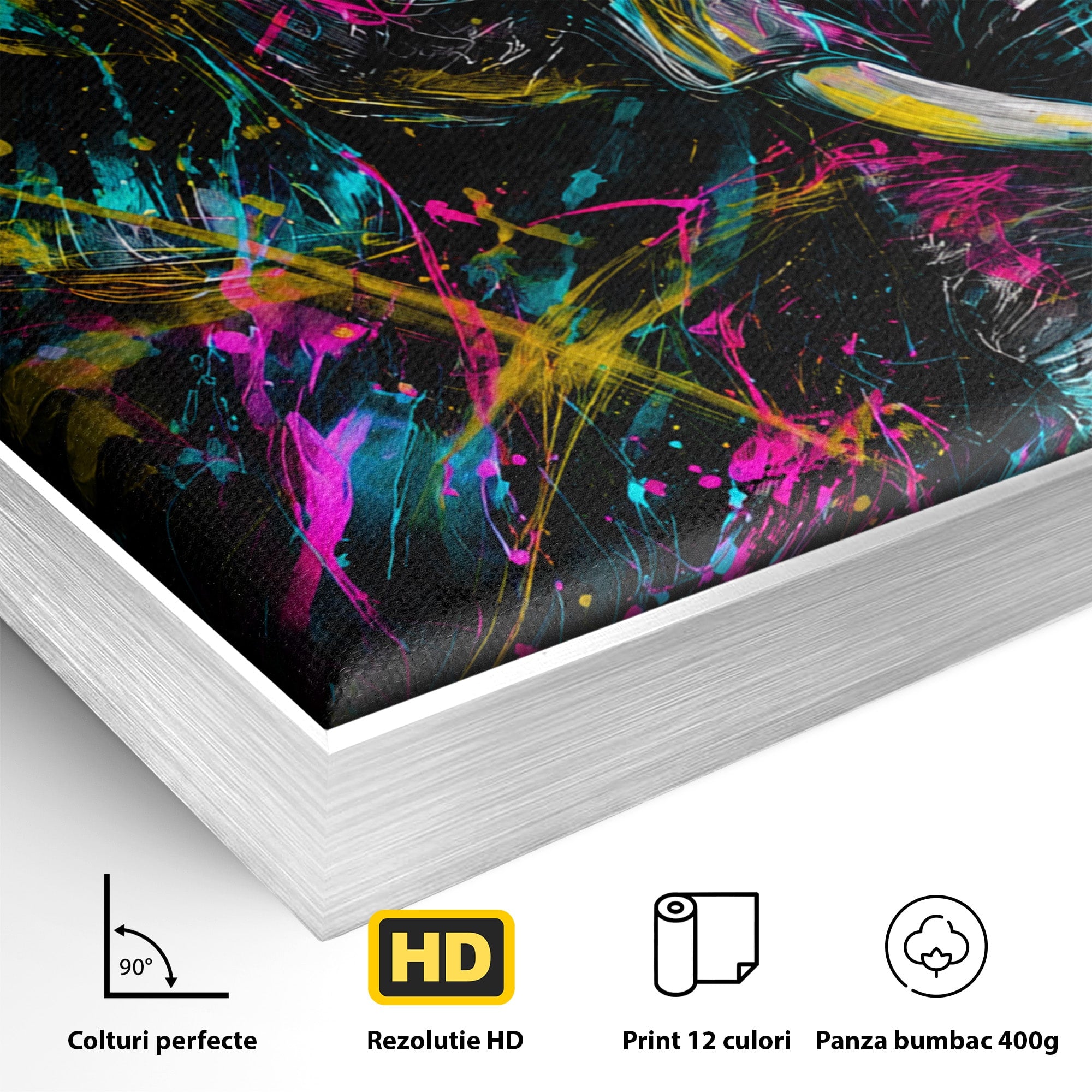 Tablou Canvas Premium LuxCanva® M1655, Elefantul Exploziv, Elefant, Arta Abstracta, Animale, Modern, Living, Culori Vibrante