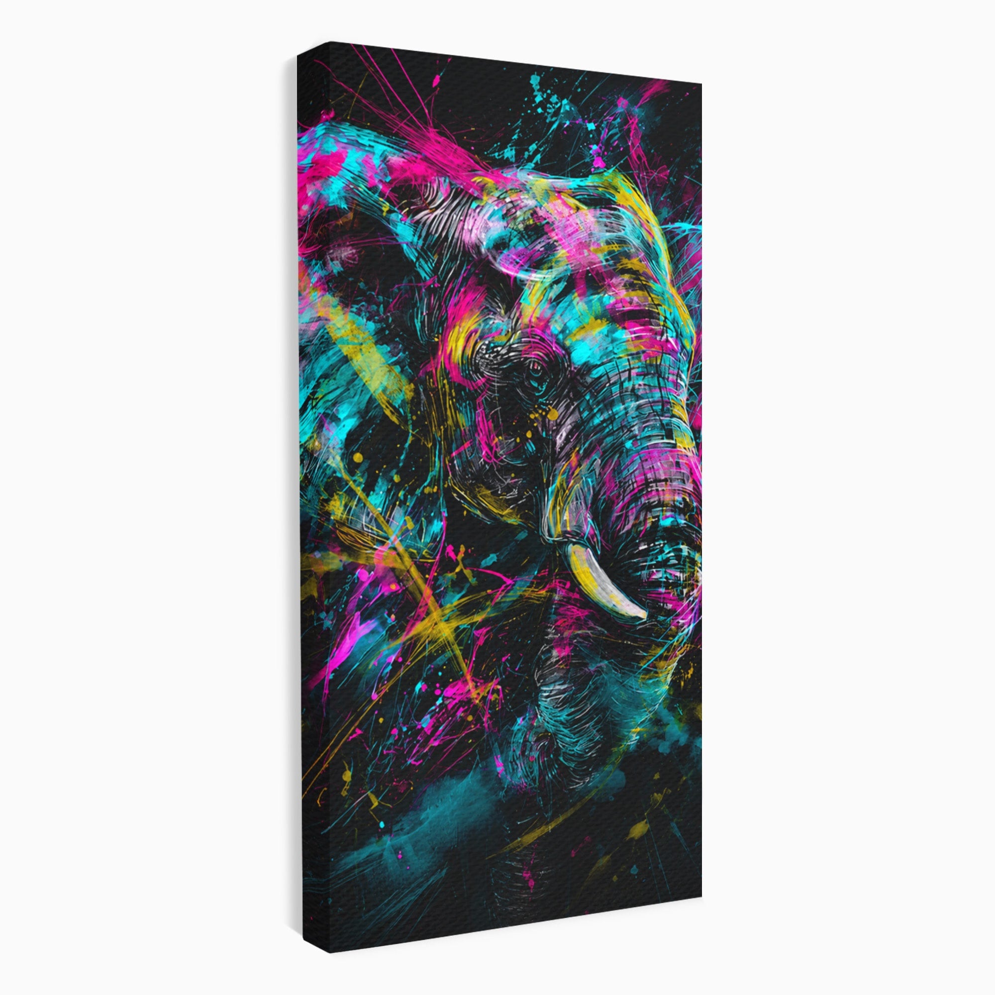Tablou Canvas Premium LuxCanva® M1655, Elefantul Exploziv, Elefant, Arta Abstracta, Animale, Modern, Living, Culori Vibrante