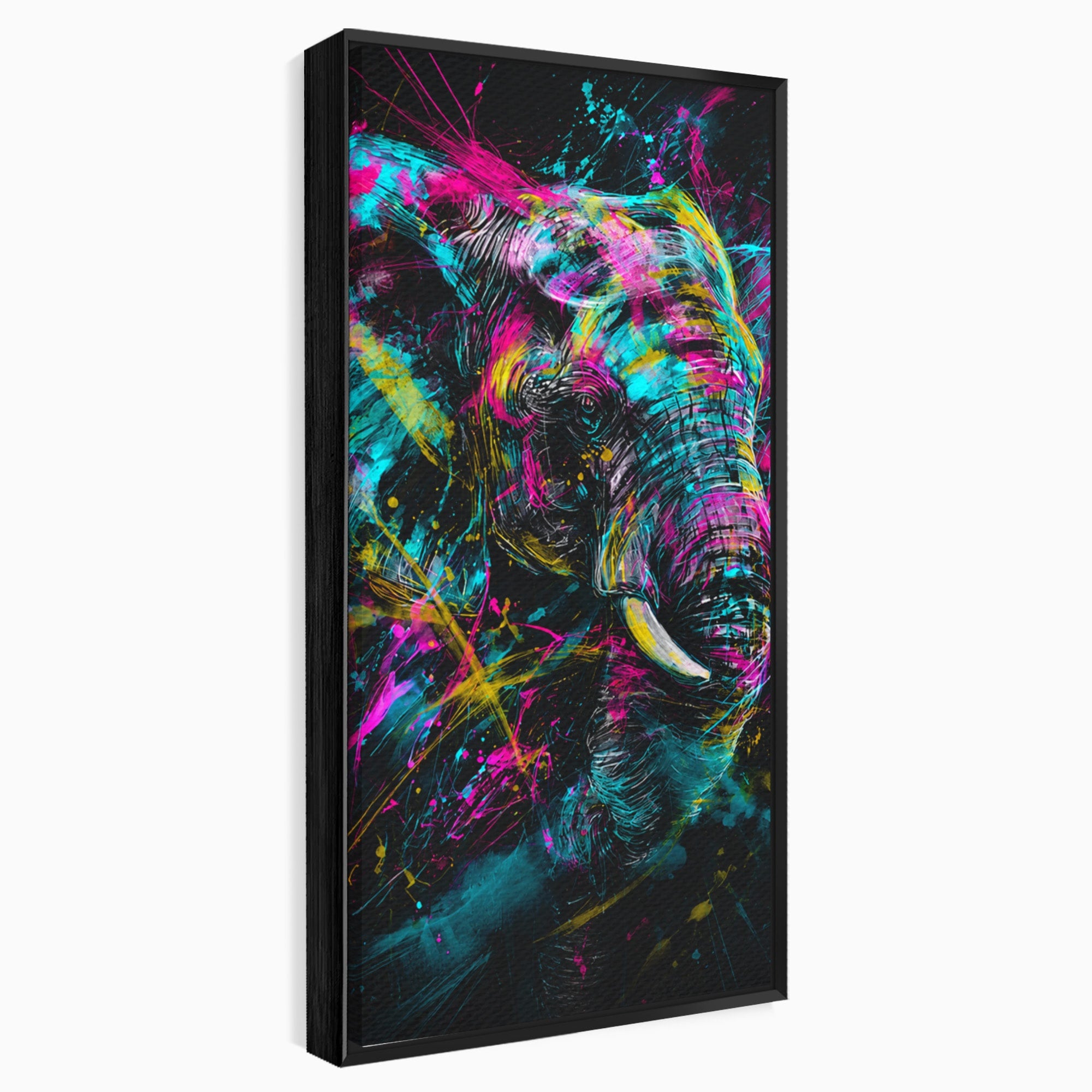 Tablou Canvas Premium LuxCanva® M1655, Elefantul Exploziv, Elefant, Arta Abstracta, Animale, Modern, Living, Culori Vibrante