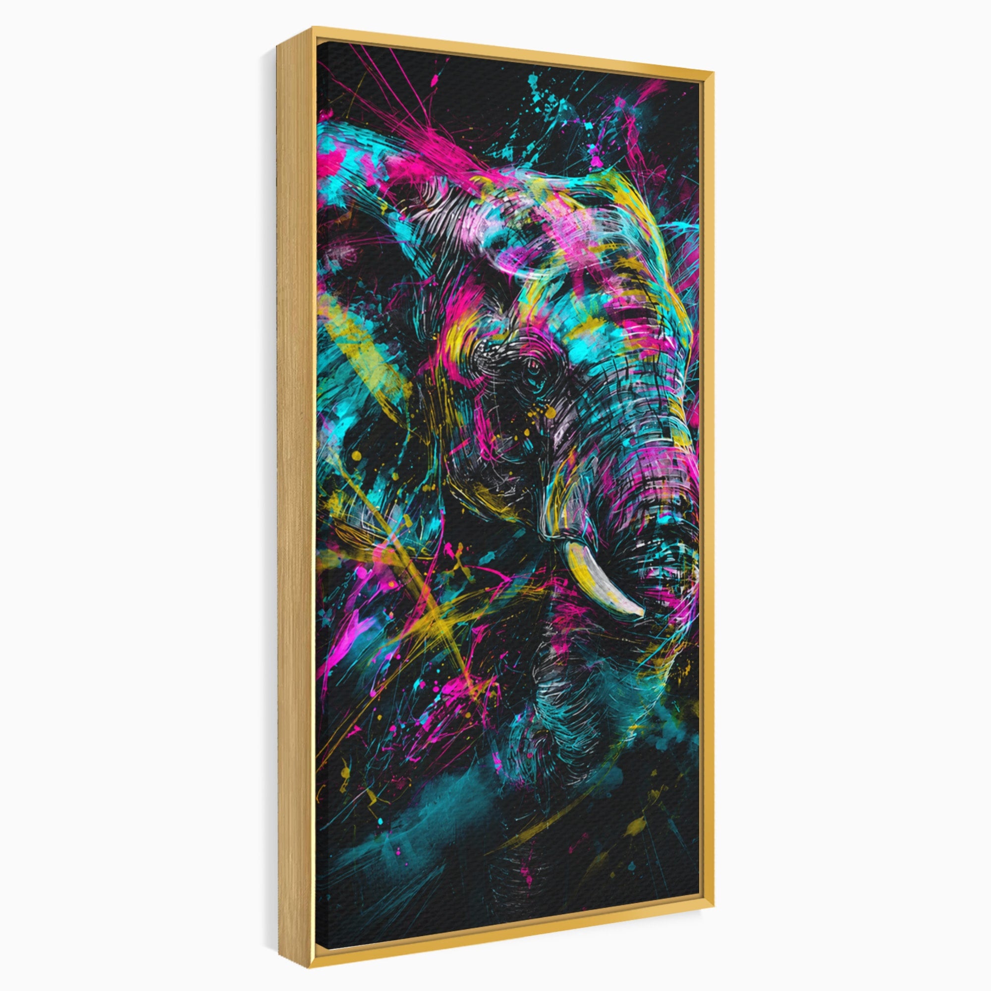 Tablou Canvas Premium LuxCanva® M1655, Elefantul Exploziv, Elefant, Arta Abstracta, Animale, Modern, Living, Culori Vibrante