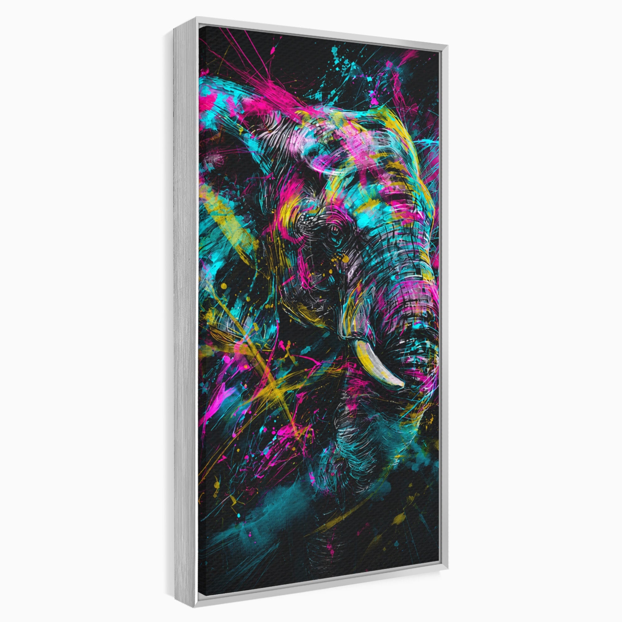 Tablou Canvas Premium LuxCanva® M1655, Elefantul Exploziv, Elefant, Arta Abstracta, Animale, Modern, Living, Culori Vibrante