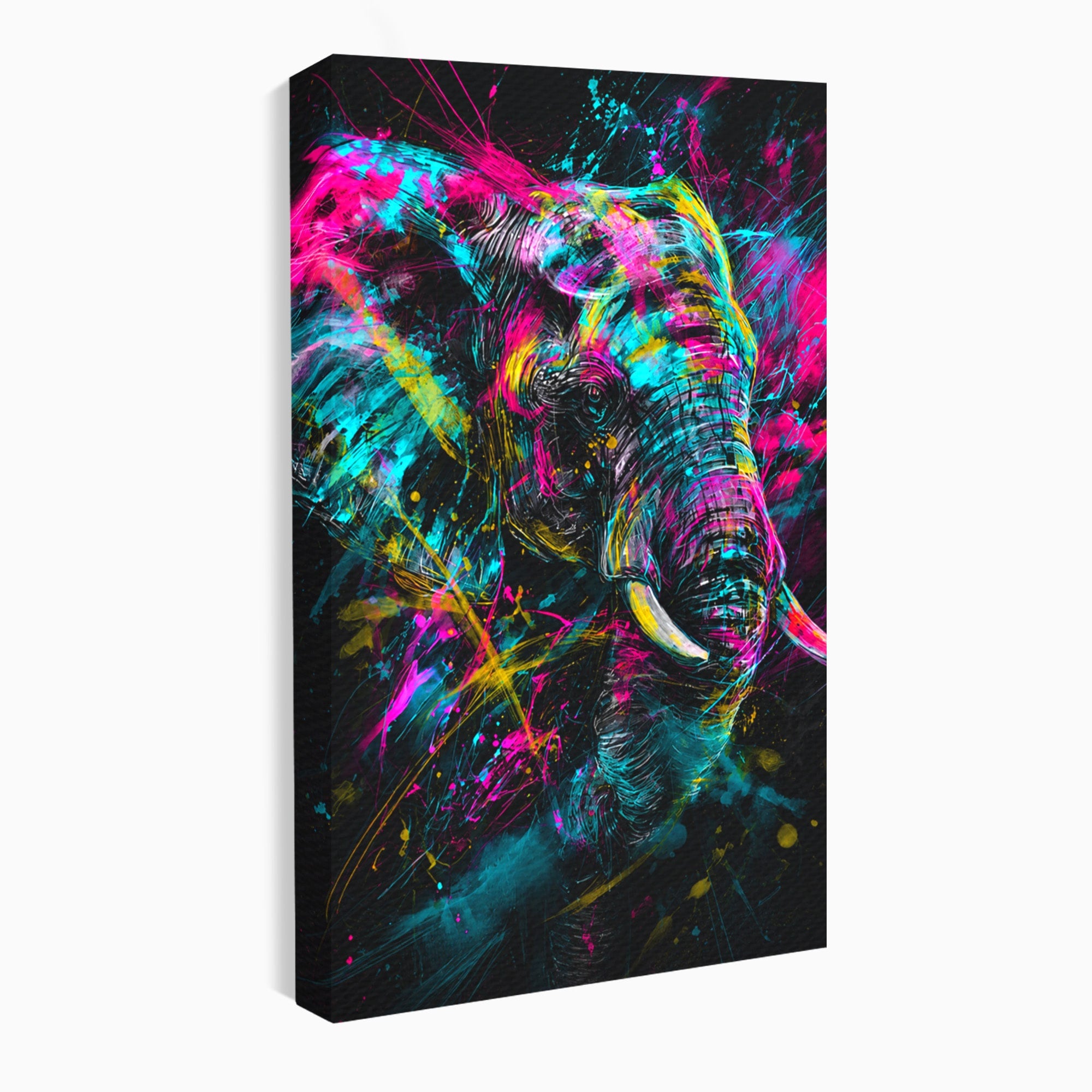 Tablou Canvas Premium LuxCanva® M1655, Elefantul Exploziv, Elefant, Arta Abstracta, Animale, Modern, Living, Culori Vibrante