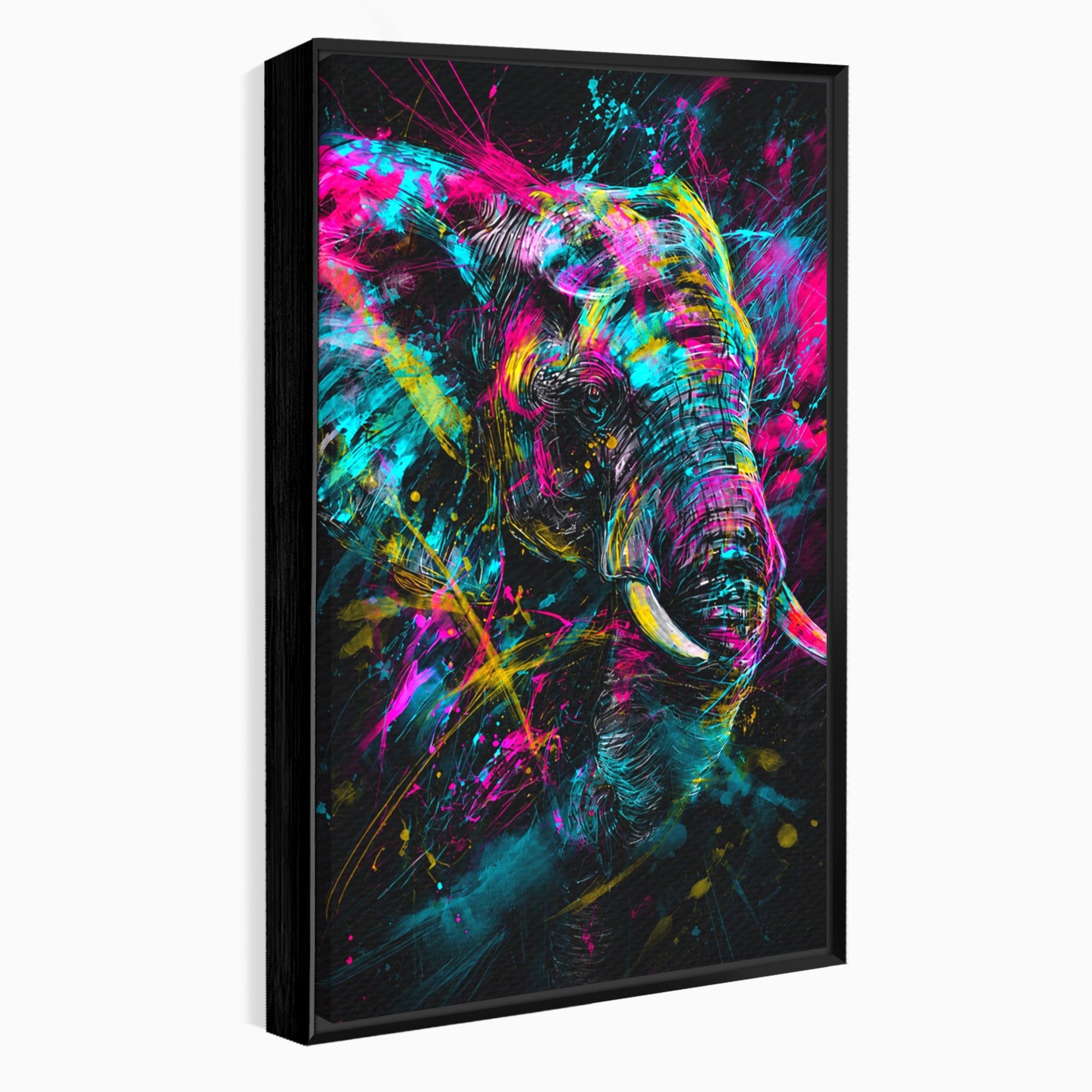 Tablou Canvas Premium LuxCanva® M1655, Elefantul Exploziv, Elefant, Arta Abstracta, Animale, Modern, Living, Culori Vibrante