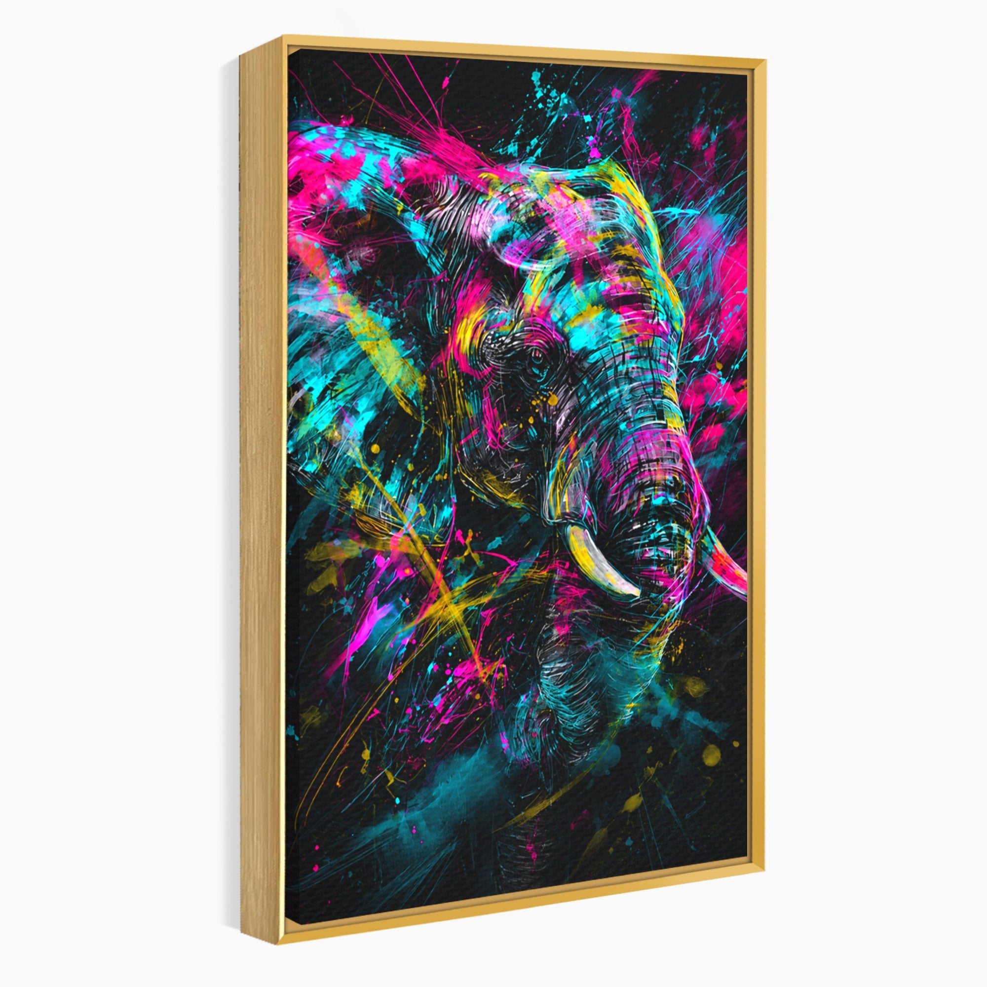 Tablou Canvas Premium LuxCanva® M1655, Elefantul Exploziv, Elefant, Arta Abstracta, Animale, Modern, Living, Culori Vibrante