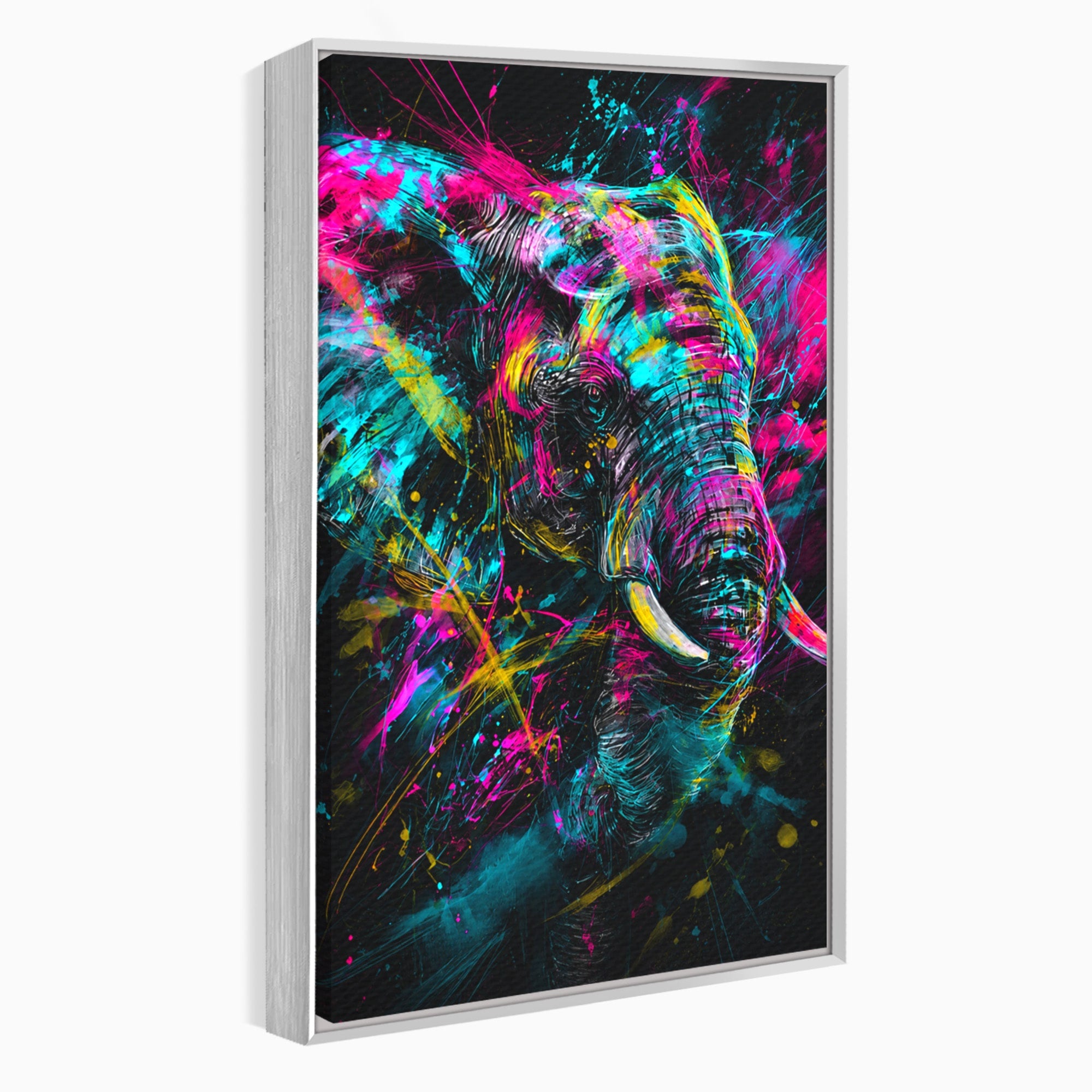Tablou Canvas Premium LuxCanva® M1655, Elefantul Exploziv, Elefant, Arta Abstracta, Animale, Modern, Living, Culori Vibrante