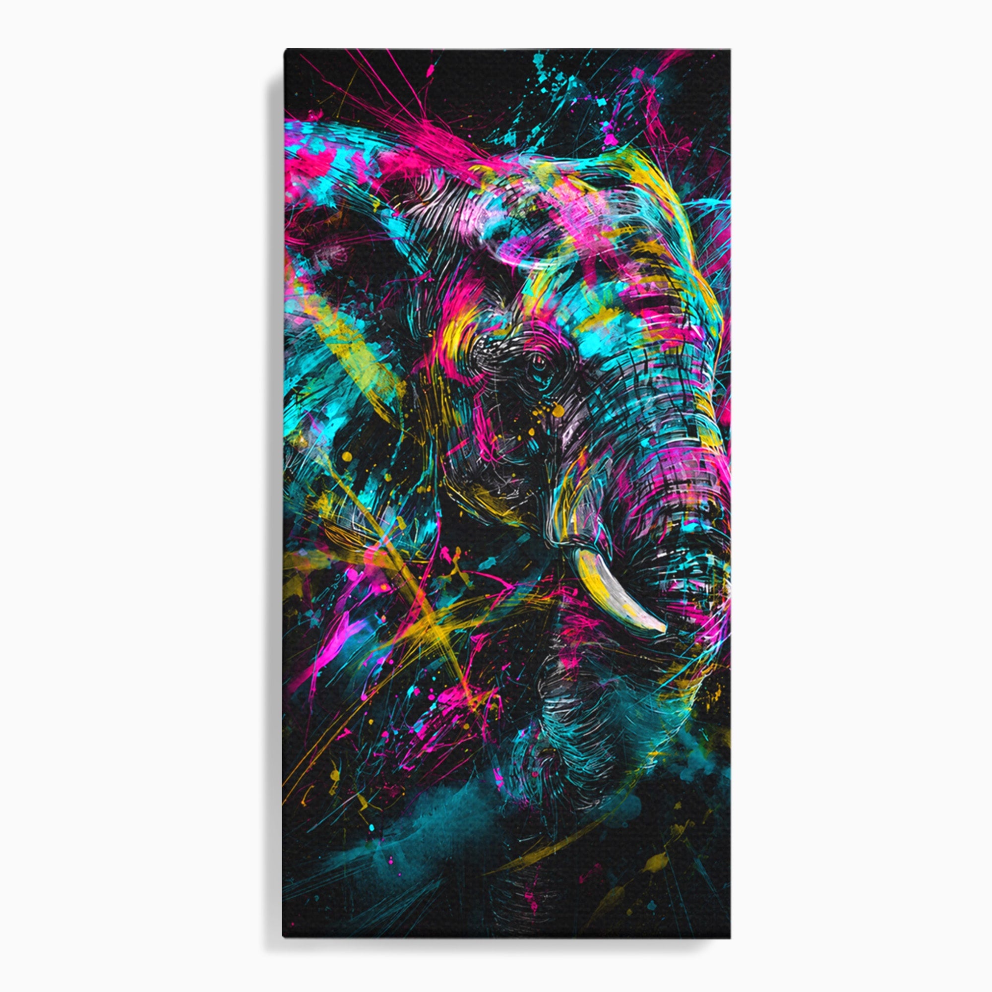Tablou Canvas Premium LuxCanva® M1655, Elefantul Exploziv, Elefant, Arta Abstracta, Animale, Modern, Living, Culori Vibrante