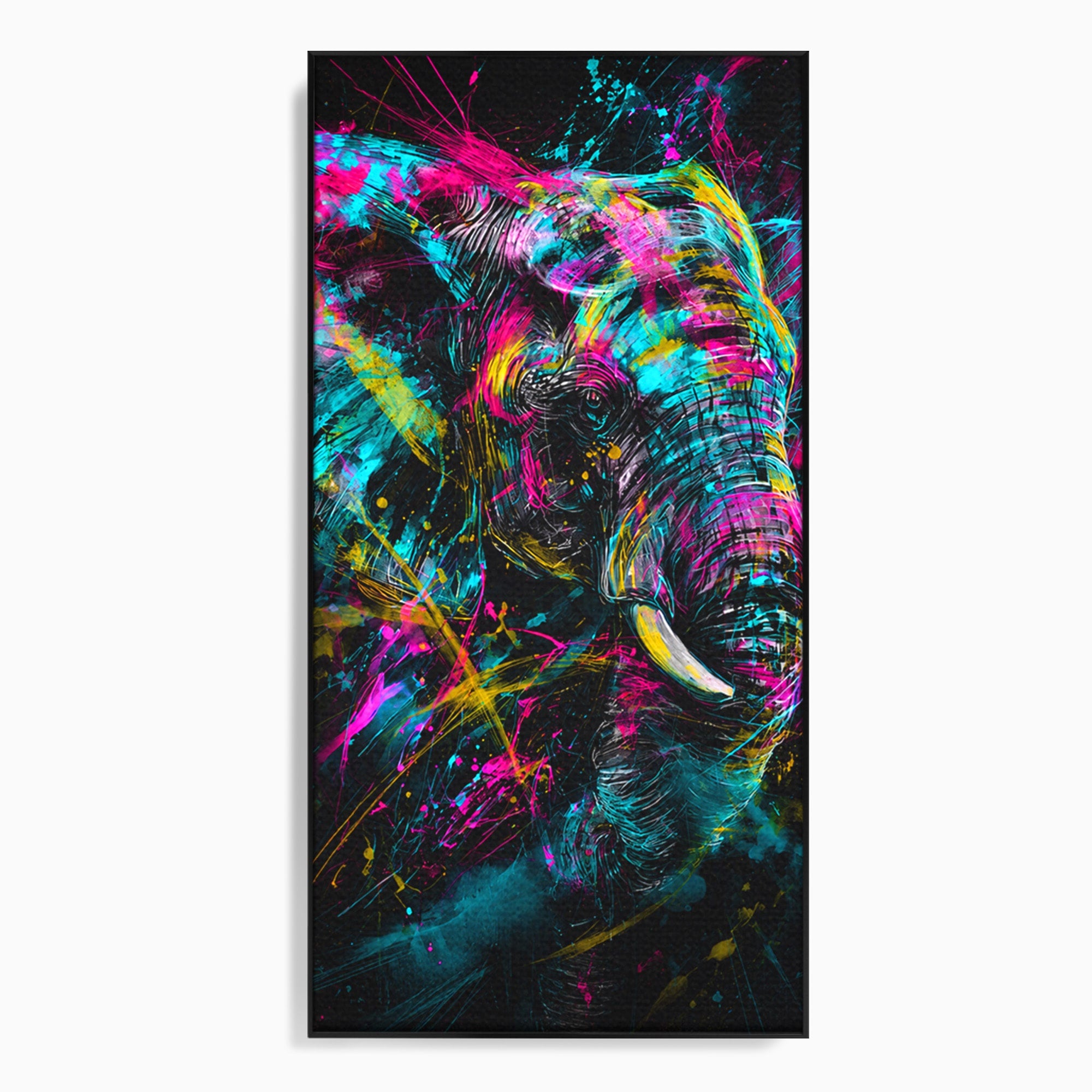 Tablou Canvas Premium LuxCanva® M1655, Elefantul Exploziv, Elefant, Arta Abstracta, Animale, Modern, Living, Culori Vibrante