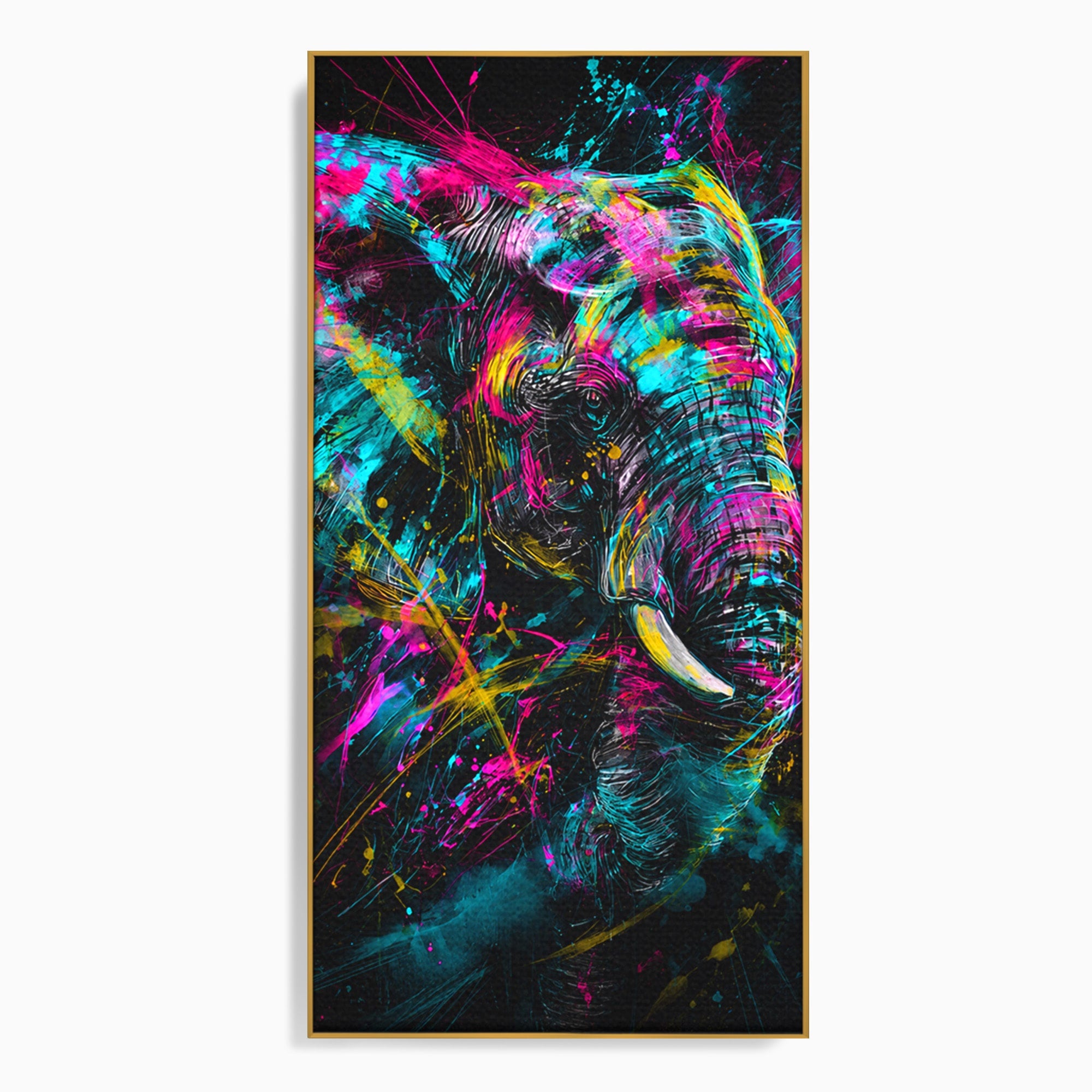 Tablou Canvas Premium LuxCanva® M1655, Elefantul Exploziv, Elefant, Arta Abstracta, Animale, Modern, Living, Culori Vibrante
