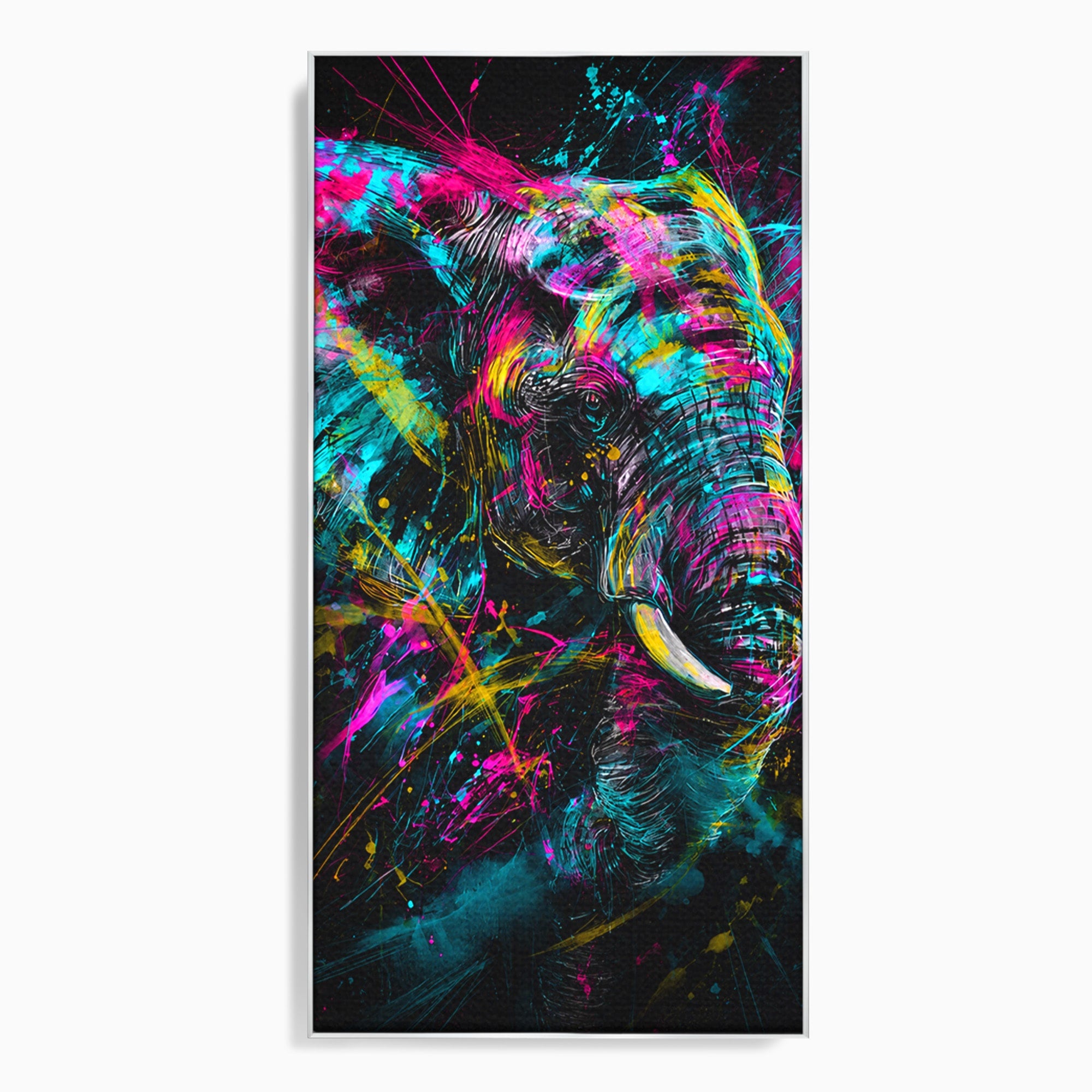Tablou Canvas Premium LuxCanva® M1655, Elefantul Exploziv, Elefant, Arta Abstracta, Animale, Modern, Living, Culori Vibrante