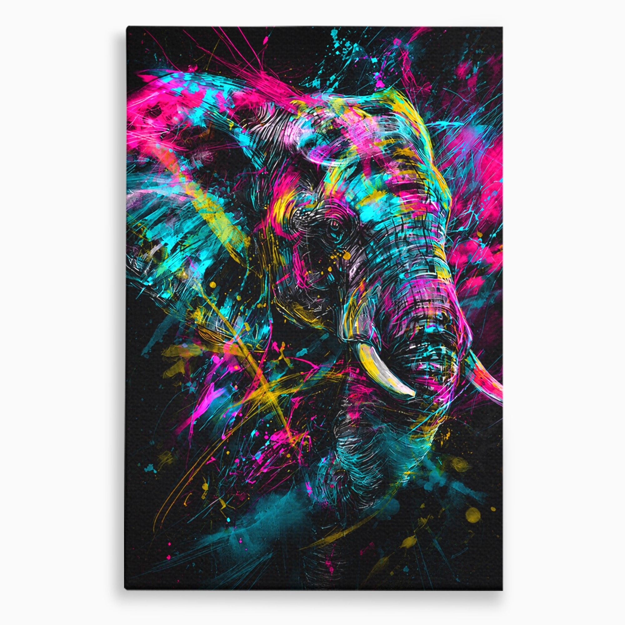 Tablou Canvas Premium LuxCanva® M1655, Elefantul Exploziv, Elefant, Arta Abstracta, Animale, Modern, Living, Culori Vibrante