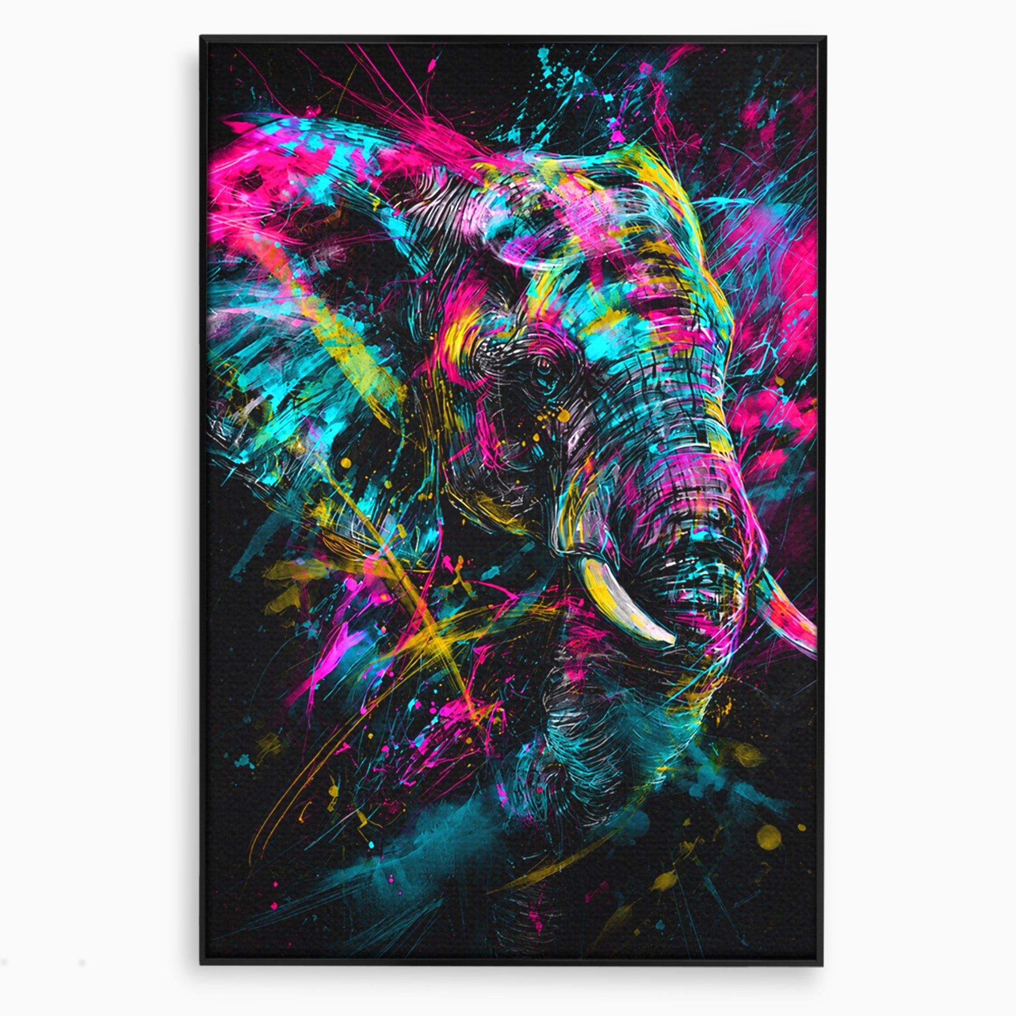 Tablou Canvas Premium LuxCanva® M1655, Elefantul Exploziv, Elefant, Arta Abstracta, Animale, Modern, Living, Culori Vibrante