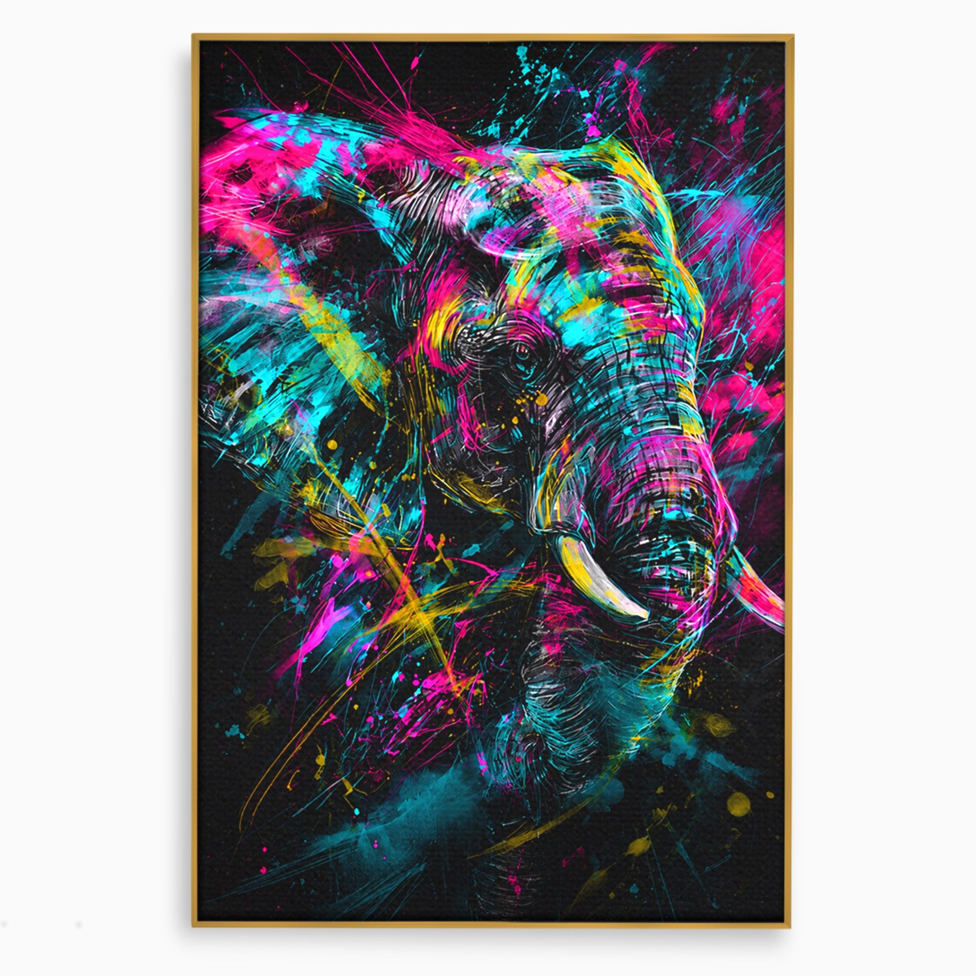 Tablou Canvas Premium LuxCanva® M1655, Elefantul Exploziv, Elefant, Arta Abstracta, Animale, Modern, Living, Culori Vibrante