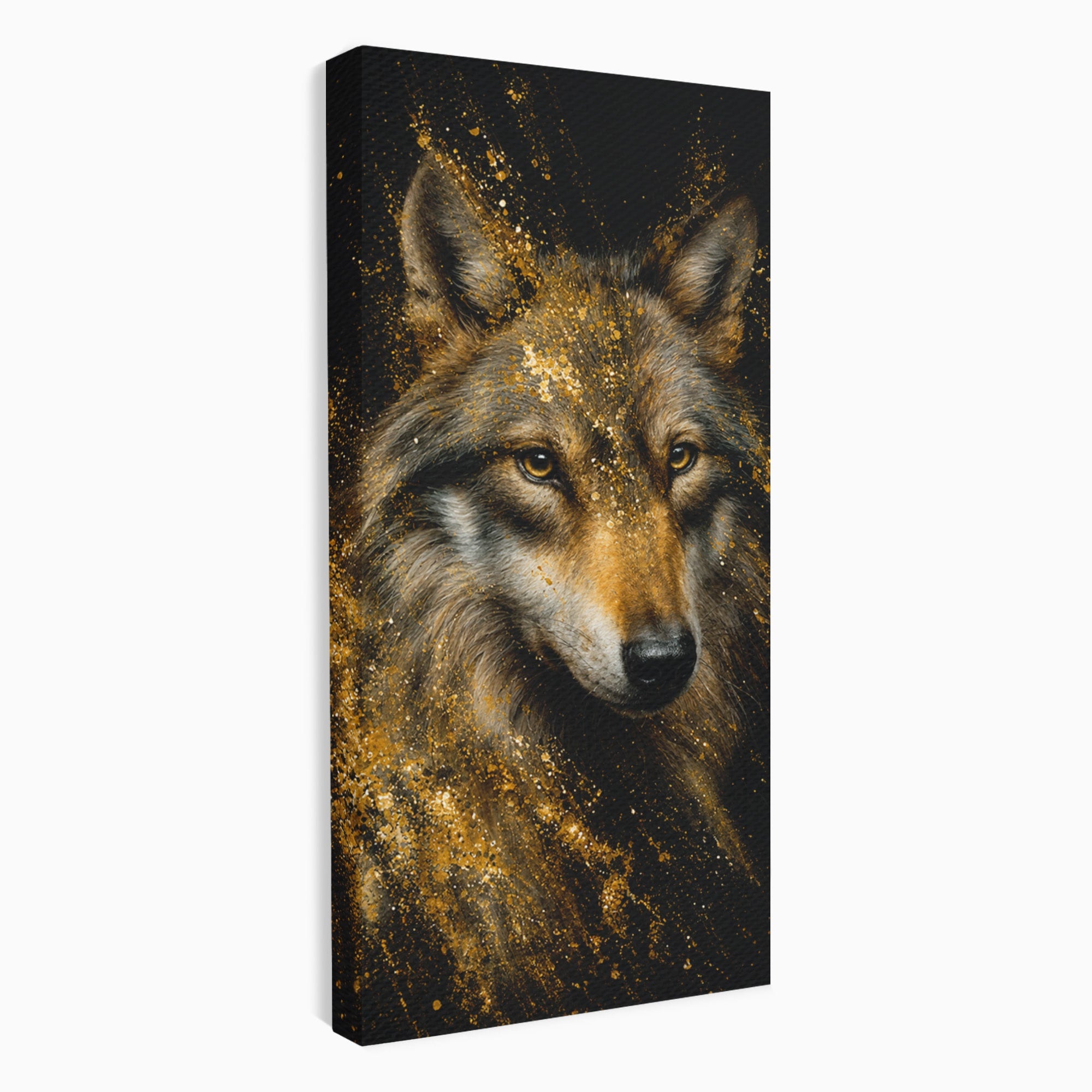 Tablou Canvas Premium LuxCanva® M1656, Lupul Aurit, Lup, Animale, Portret, Arta, Birou, Culori Vibrante