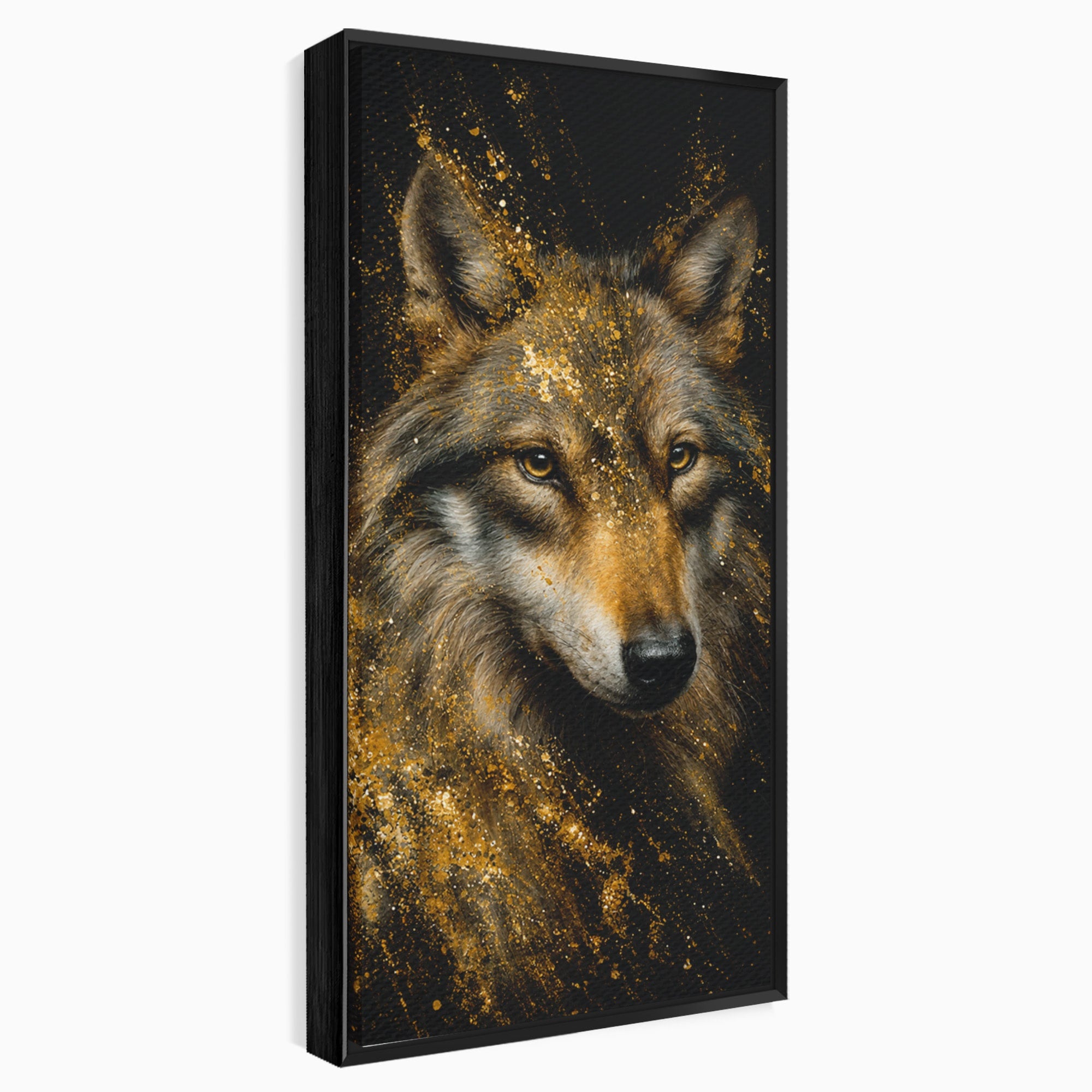Tablou Canvas Premium LuxCanva® M1656, Lupul Aurit, Lup, Animale, Portret, Arta, Birou, Culori Vibrante