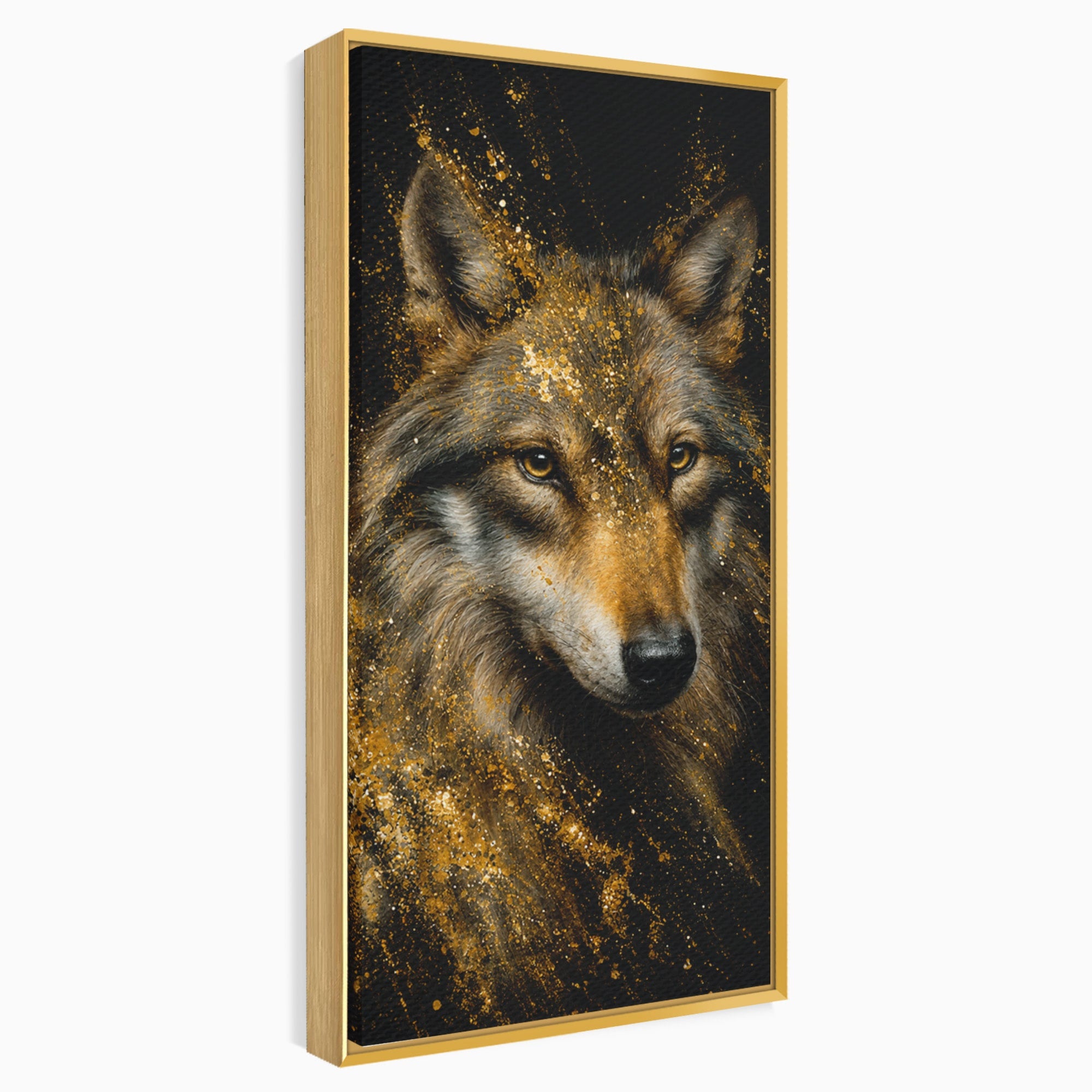 Tablou Canvas Premium LuxCanva® M1656, Lupul Aurit, Lup, Animale, Portret, Arta, Birou, Culori Vibrante