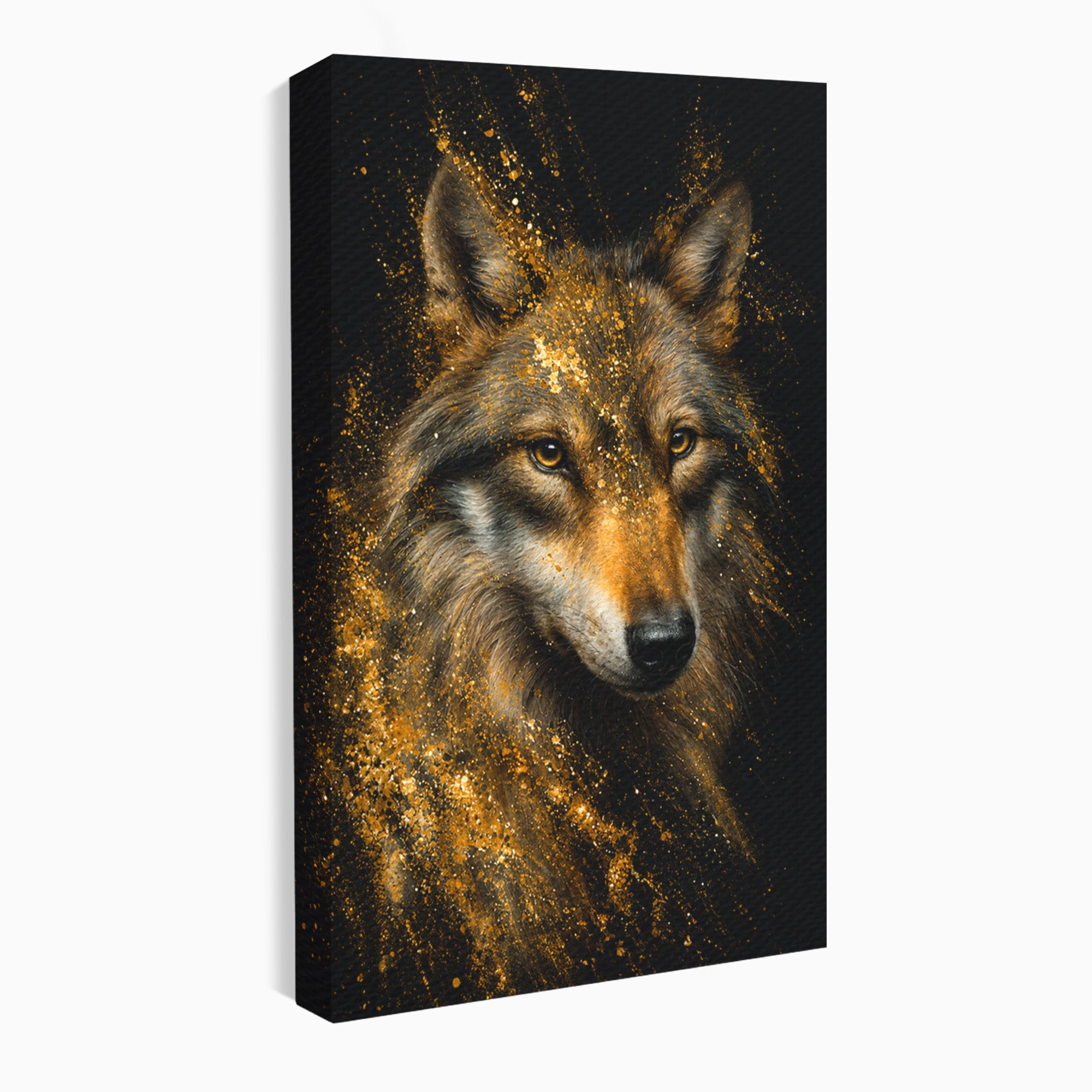 Tablou Canvas Premium LuxCanva® M1656, Lupul Aurit, Lup, Animale, Portret, Arta, Birou, Culori Vibrante