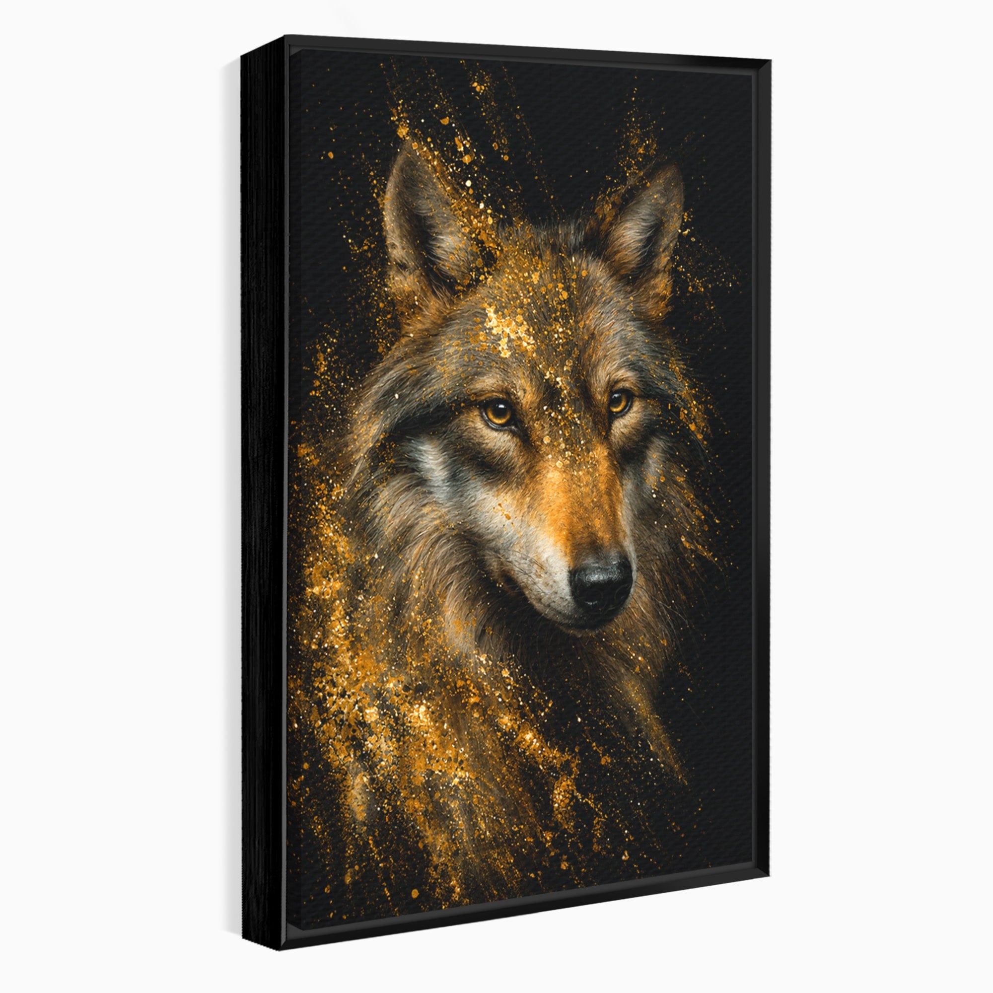 Tablou Canvas Premium LuxCanva® M1656, Lupul Aurit, Lup, Animale, Portret, Arta, Birou, Culori Vibrante