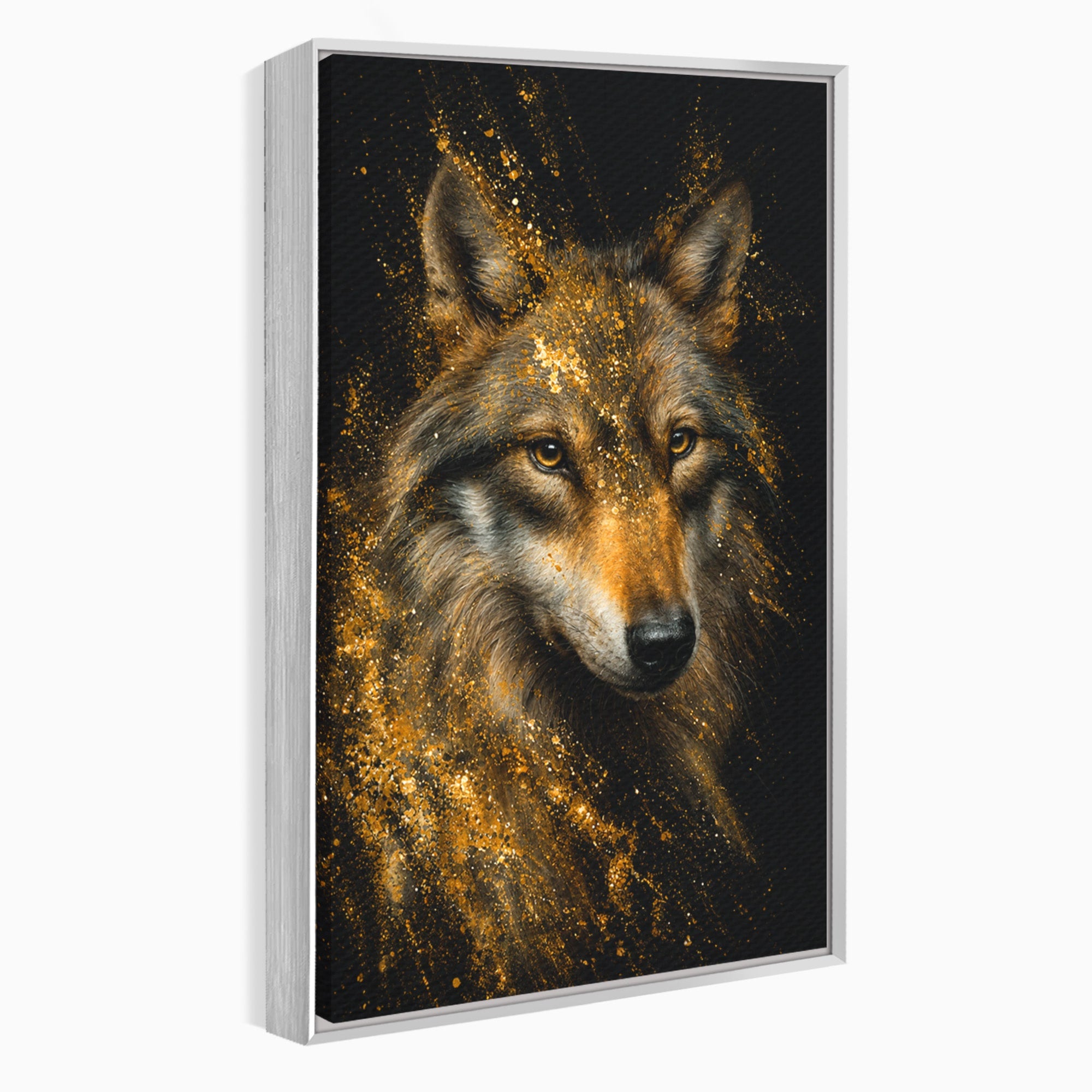 Tablou Canvas Premium LuxCanva® M1656, Lupul Aurit, Lup, Animale, Portret, Arta, Birou, Culori Vibrante