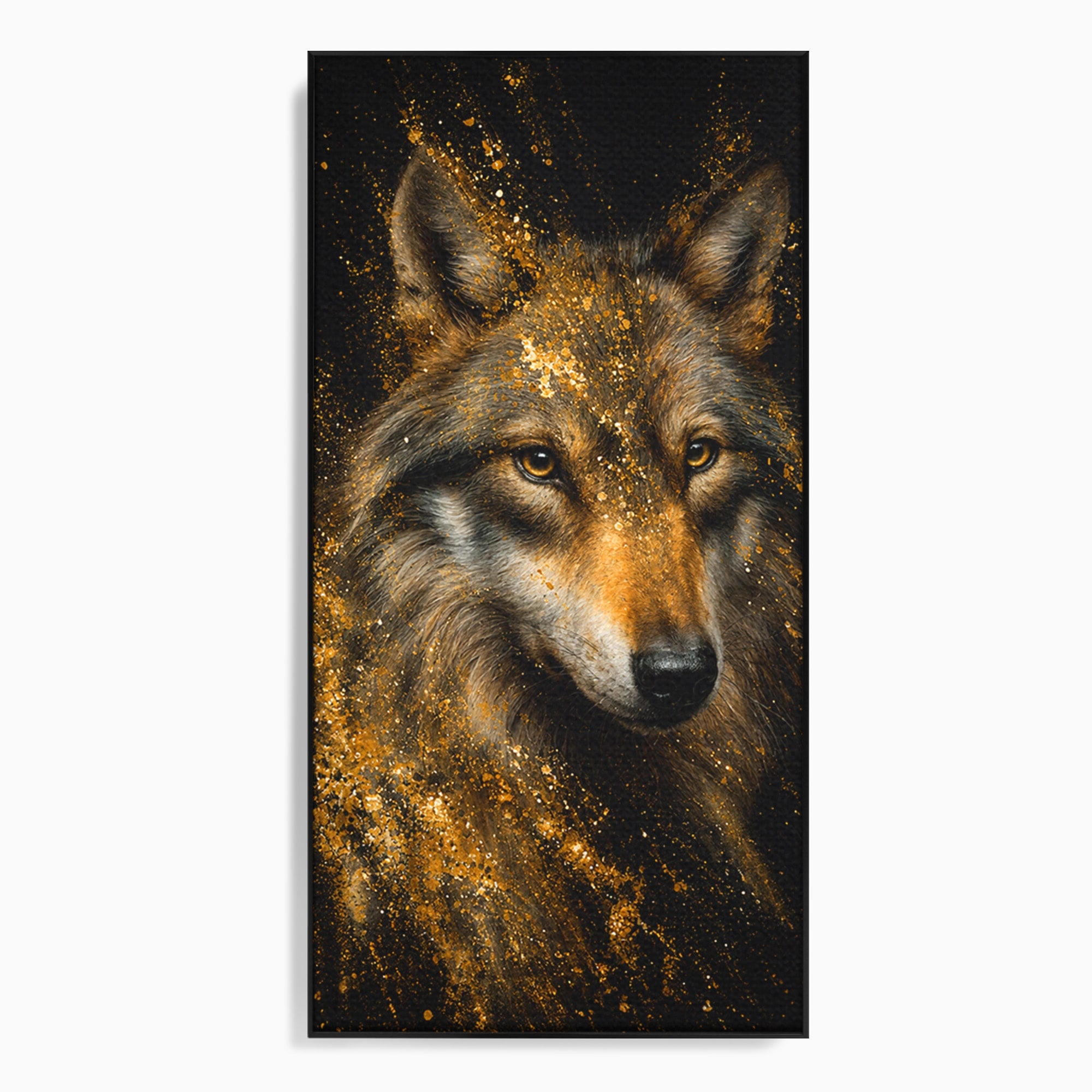 Tablou Canvas Premium LuxCanva® M1656, Lupul Aurit, Lup, Animale, Portret, Arta, Birou, Culori Vibrante