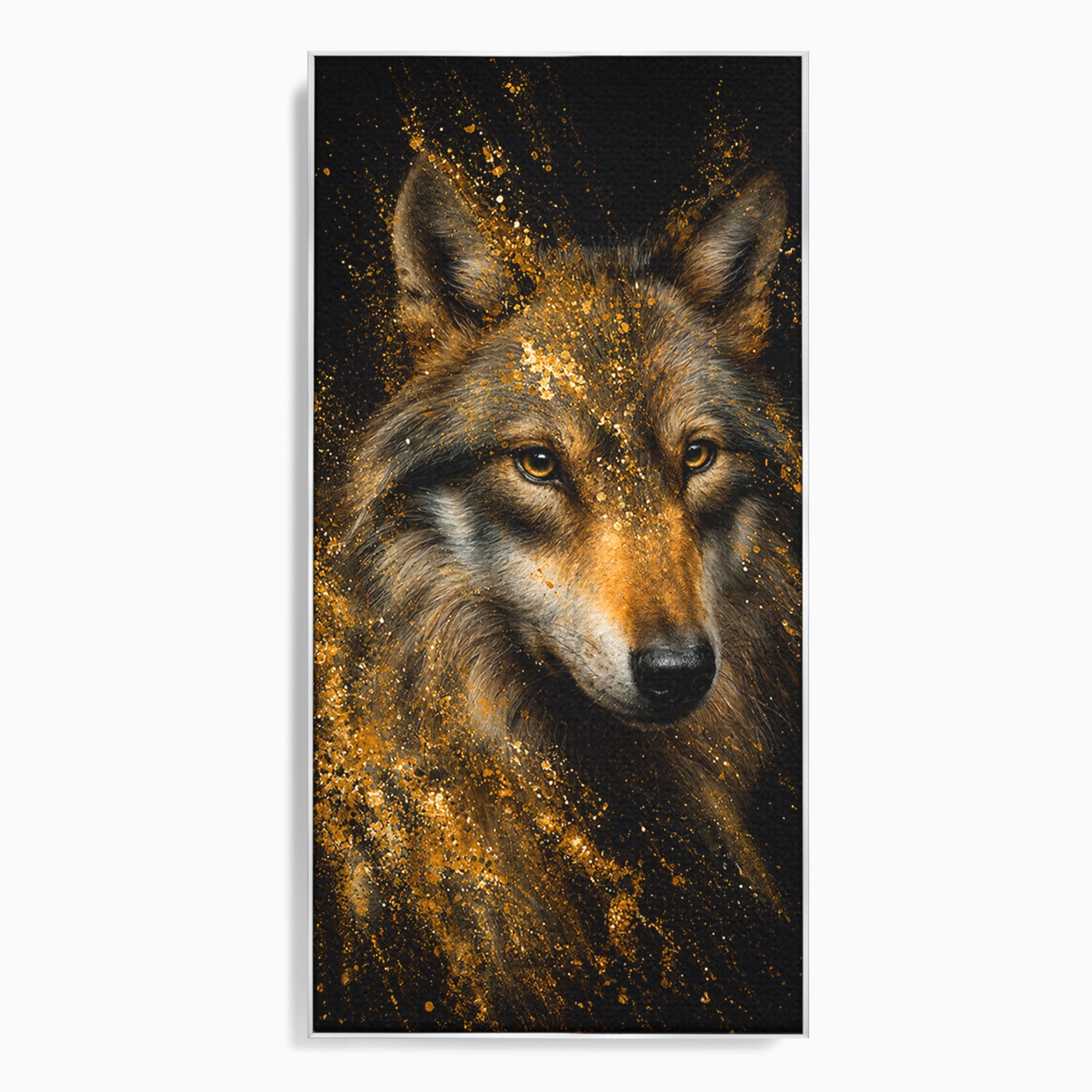 Tablou Canvas Premium LuxCanva® M1656, Lupul Aurit, Lup, Animale, Portret, Arta, Birou, Culori Vibrante