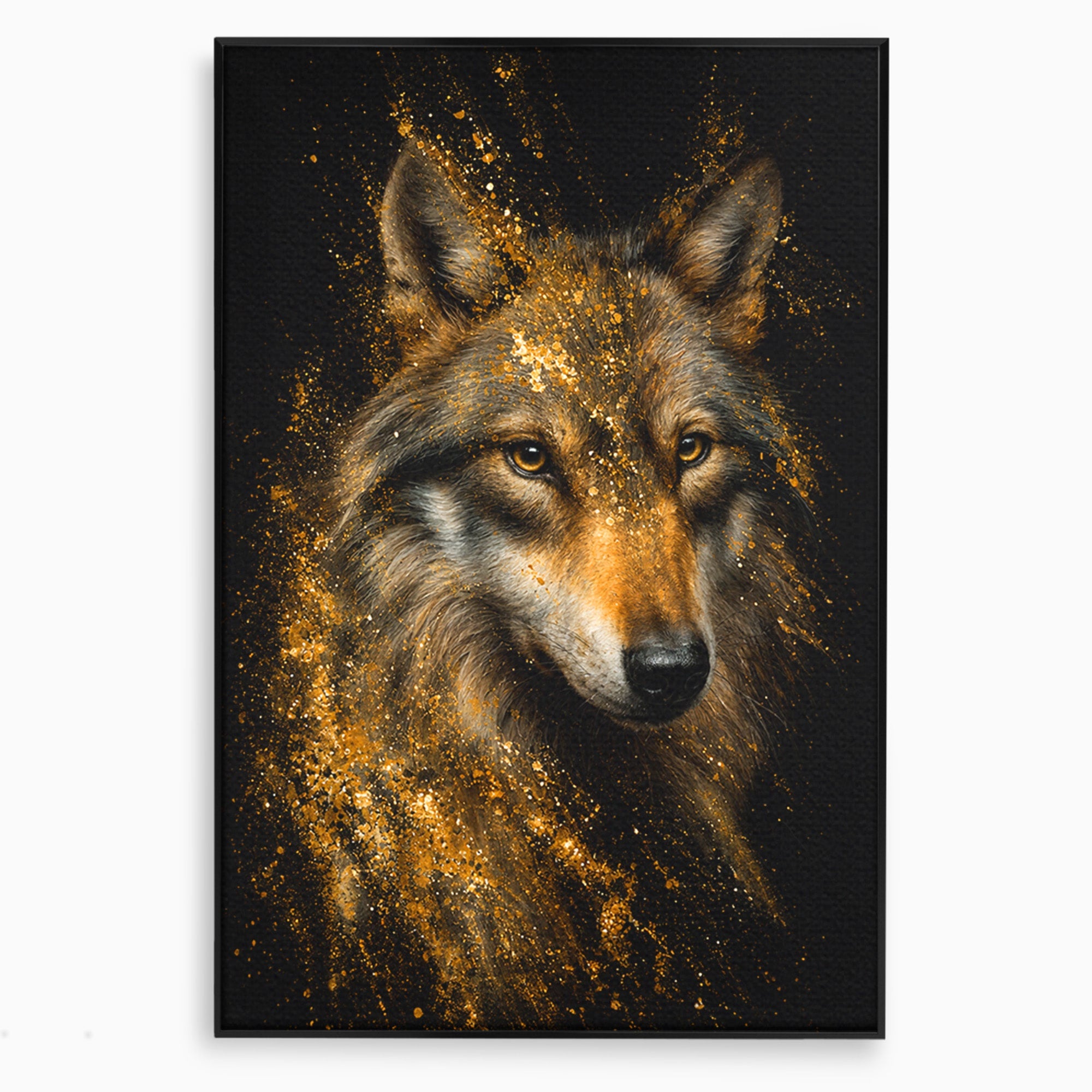 Tablou Canvas Premium LuxCanva® M1656, Lupul Aurit, Lup, Animale, Portret, Arta, Birou, Culori Vibrante